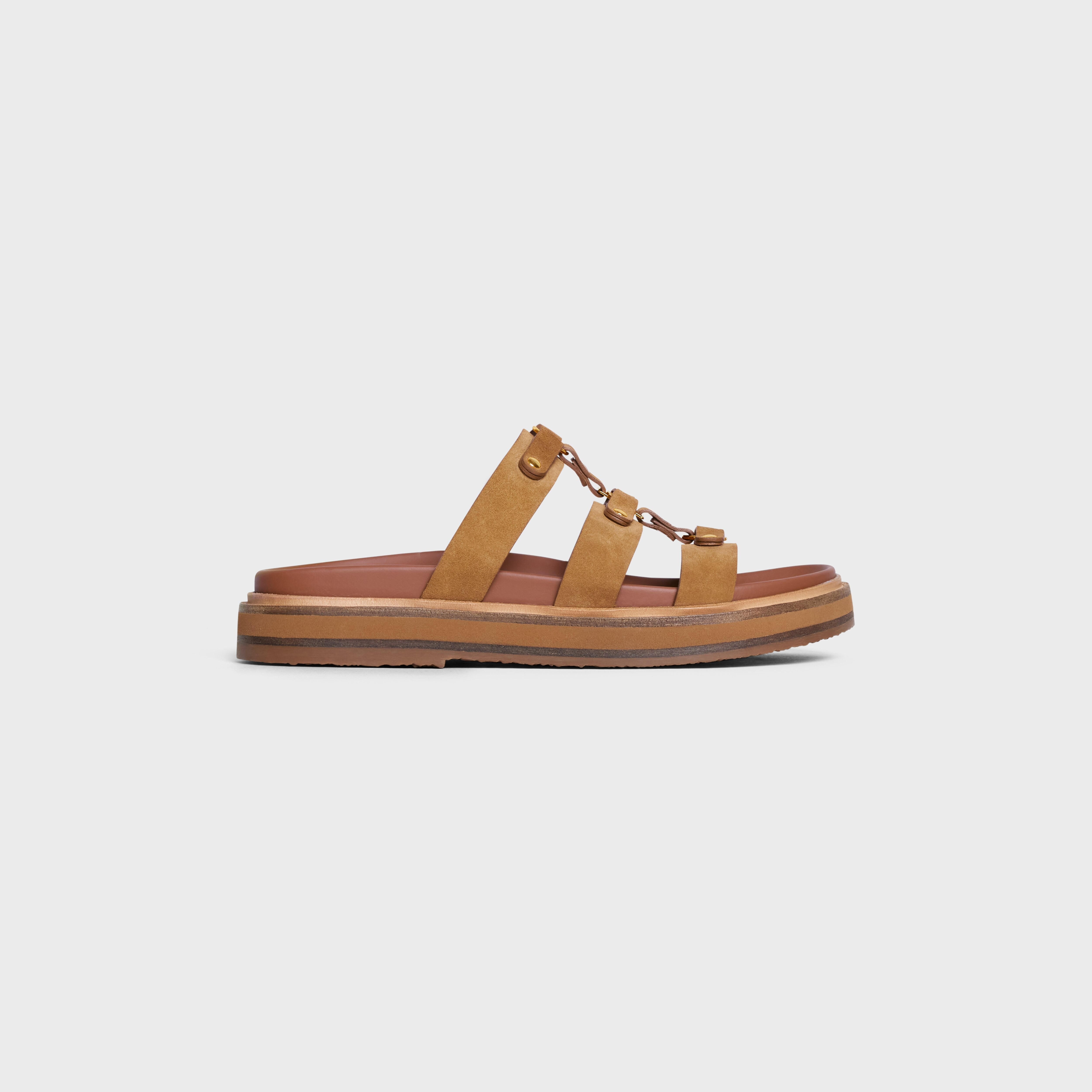 SLIDES TIPPI IN SUEDE CALFSKIN - TAN | CELINE