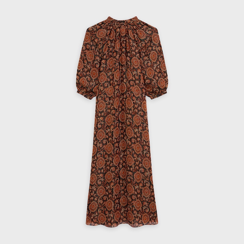 vestido folk de lamé de seda estampado - null | CELINE