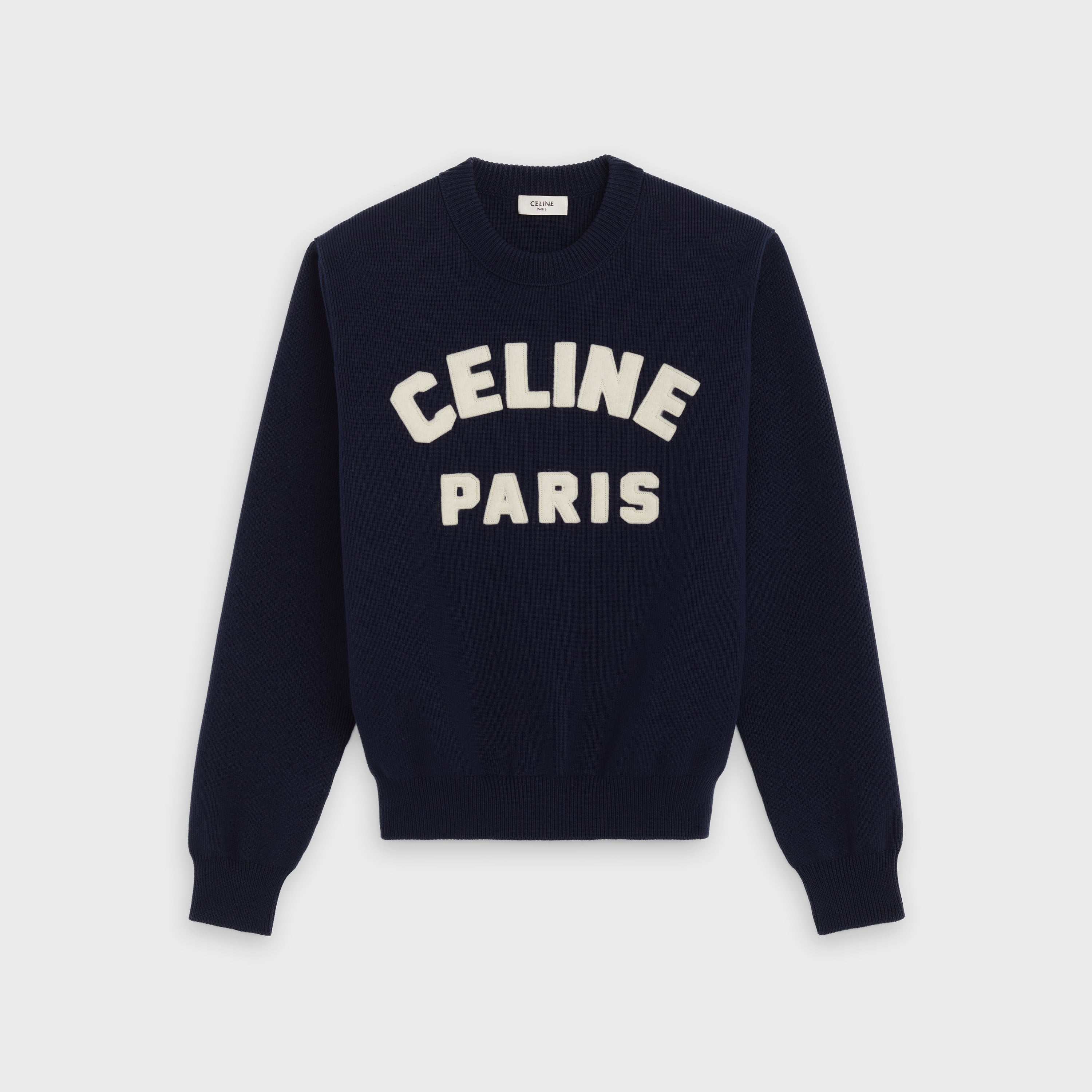 crew neck sweater in flocked cotton - null | CELINE