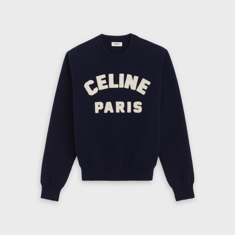 crew neck sweater in flocked cotton | CELINE