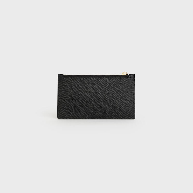Zipped compact card holder in Grained Calfskin | CELINE