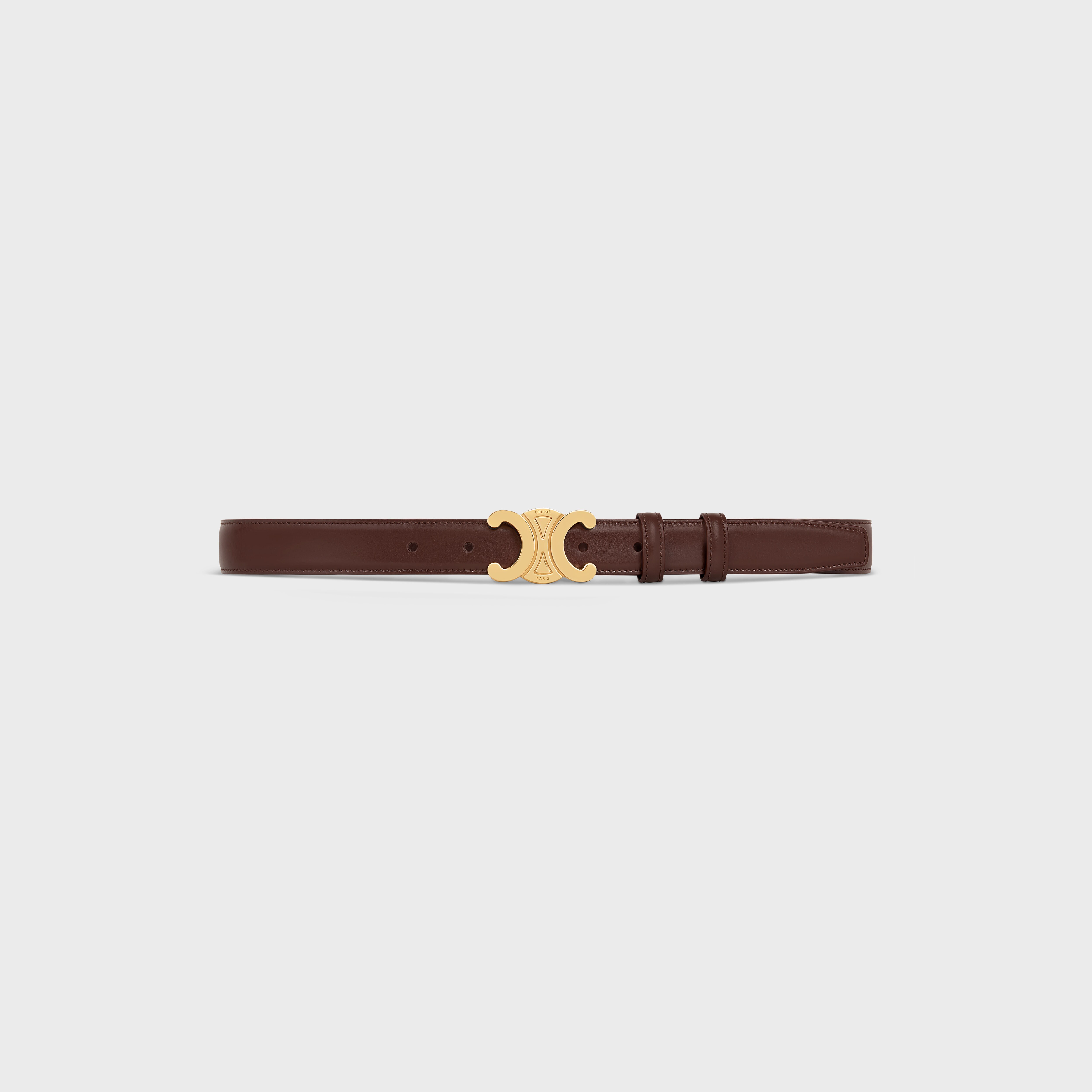 CL SMALL 18 MM TRIOMPHE BELT IN TAURILLON BRONZE BROWN LEATHER SILVER HARDWARE