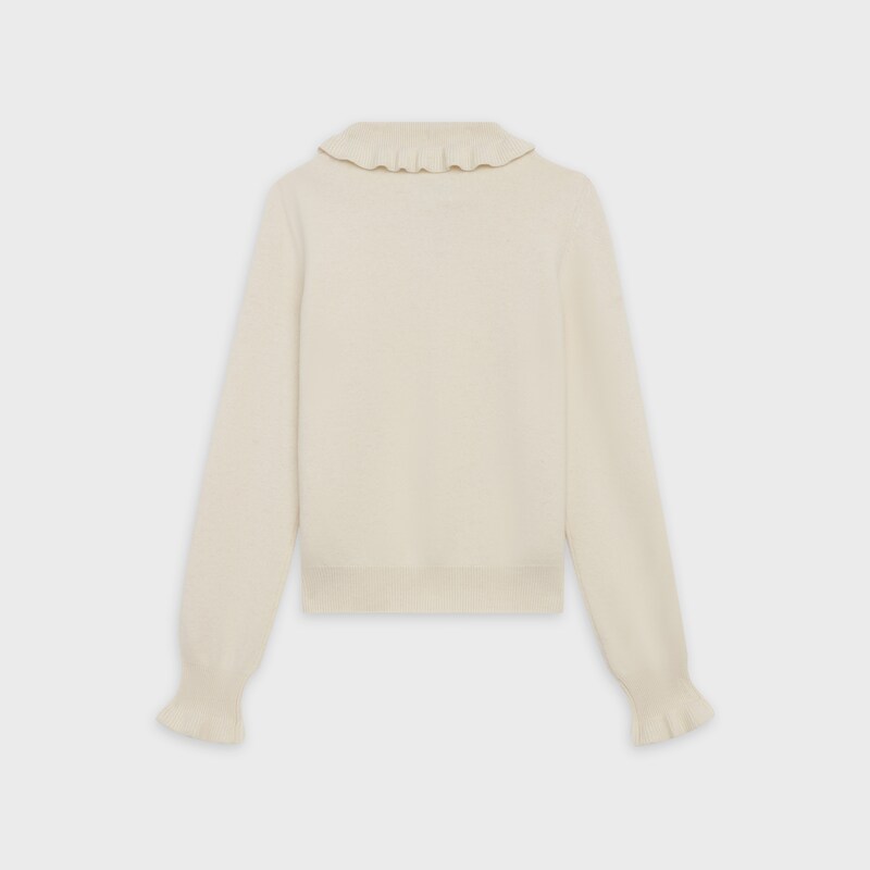 frilled polo-neck sweater in wool and angora - null | CELINE