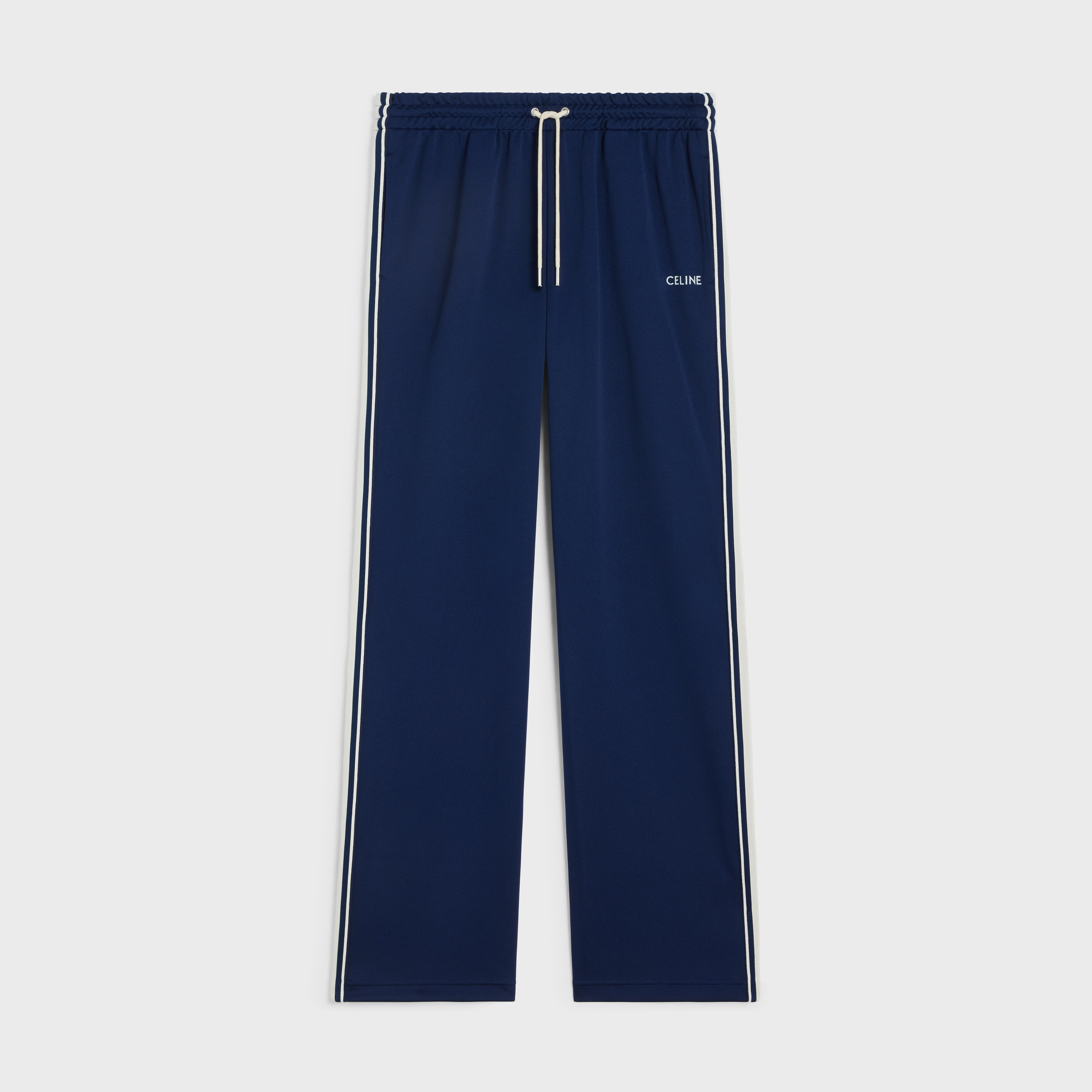 TRACKSUIT PANTS IN DOUBLE FACE JERSEY - NAVY/OFF WHITE