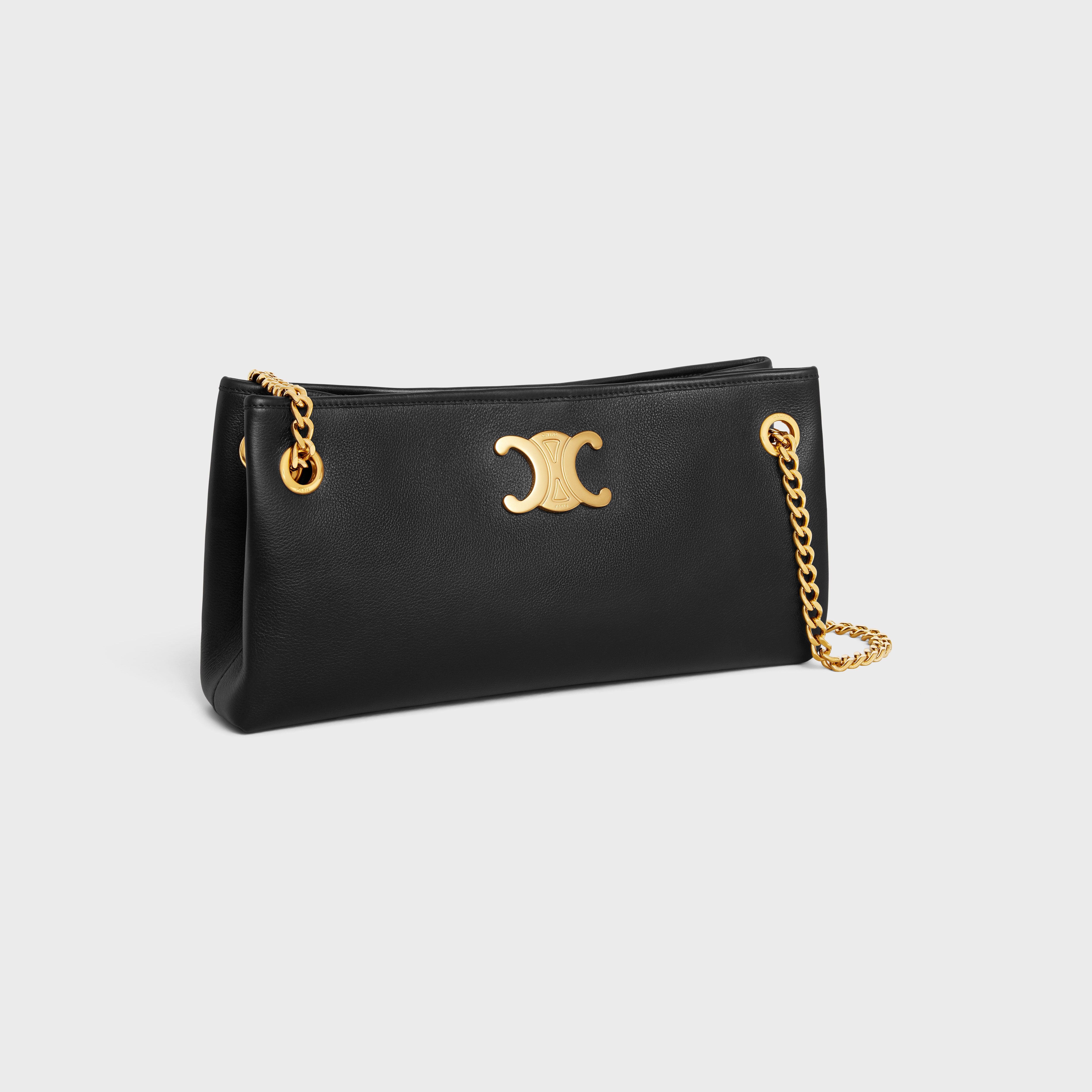 MEDIUM NEWSPAPER BAG IN SUPPLE CALFSKIN - BLACK | CELINE