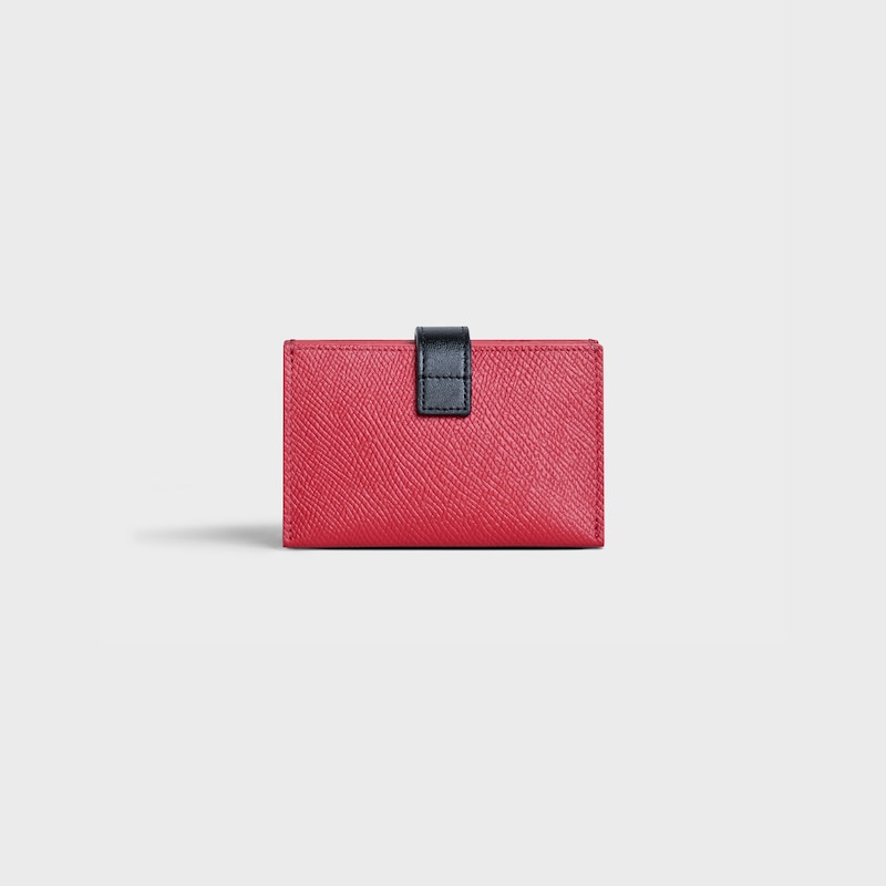 Bicolour Accordeon card holder in grained calfskin | CELINE