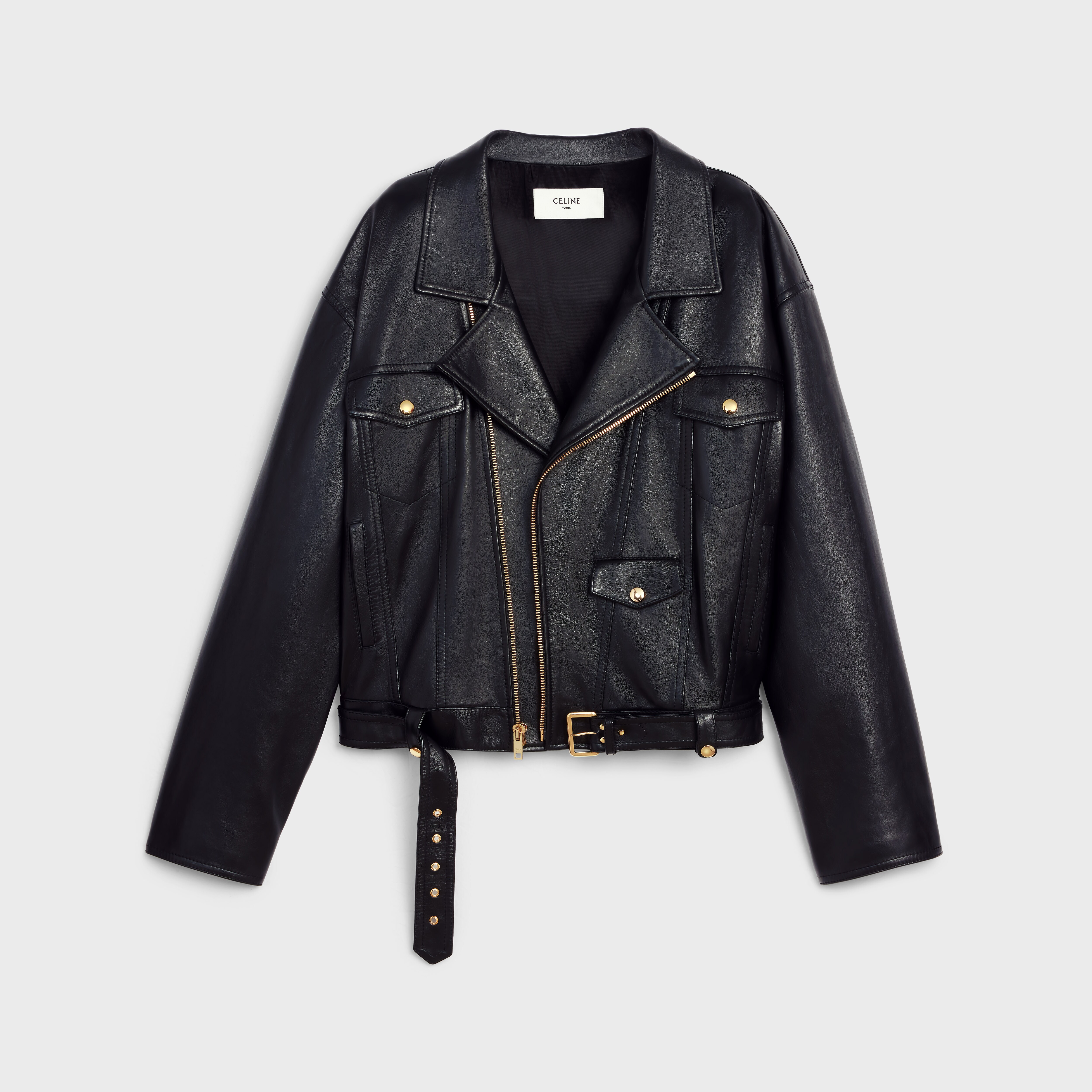 LOOSE BIKER IN SOFT VINTAGE LAMBSKIN - BLACK | CELINE