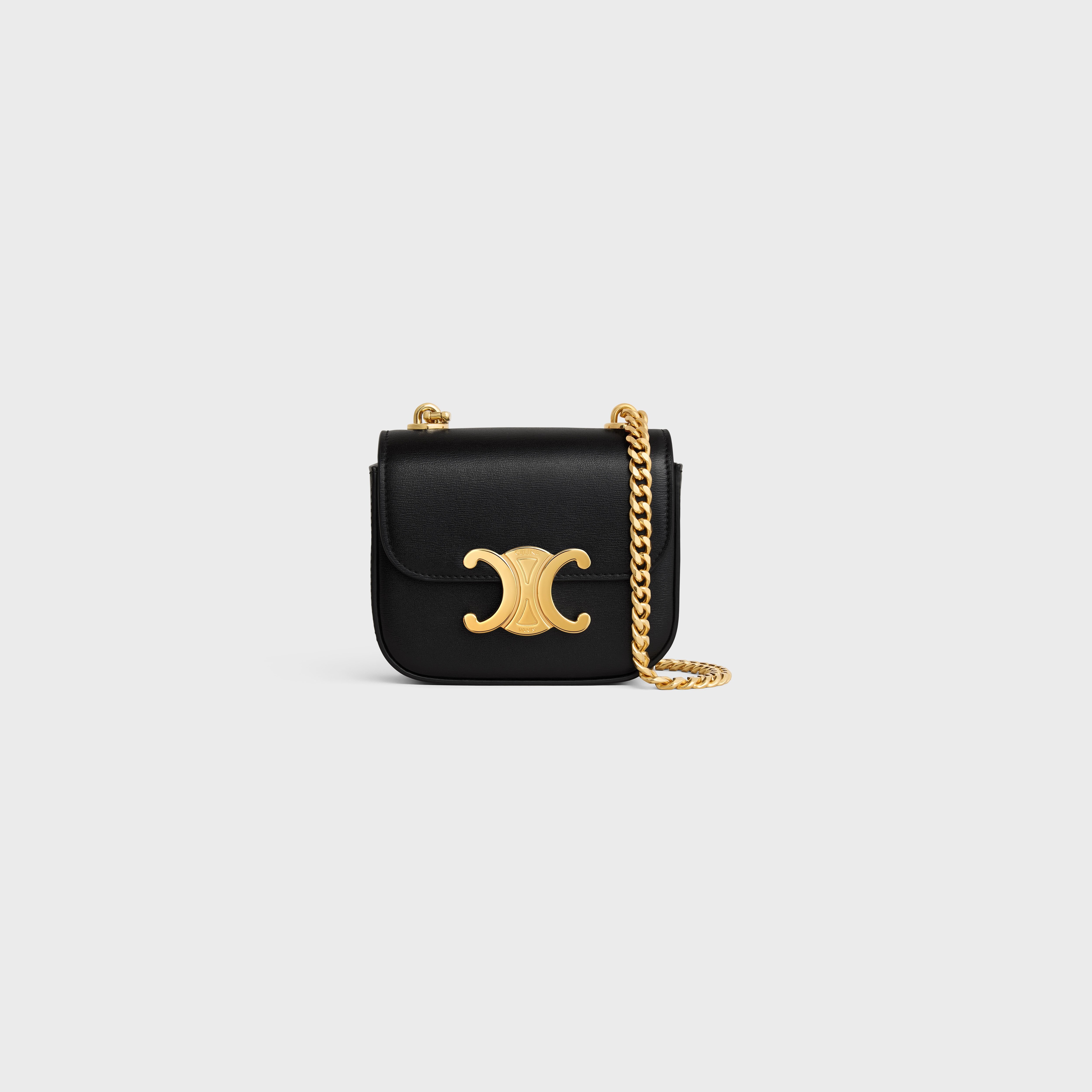 CHAIN SHOULDER BAG CLAUDE IN SHINY CALFSKIN - BLACK