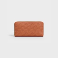 Cartera grande de piel de becerro lisa repujada con cremallera - Tostado - 390 RUE SAINT-HONORE - 1 | CELINE
