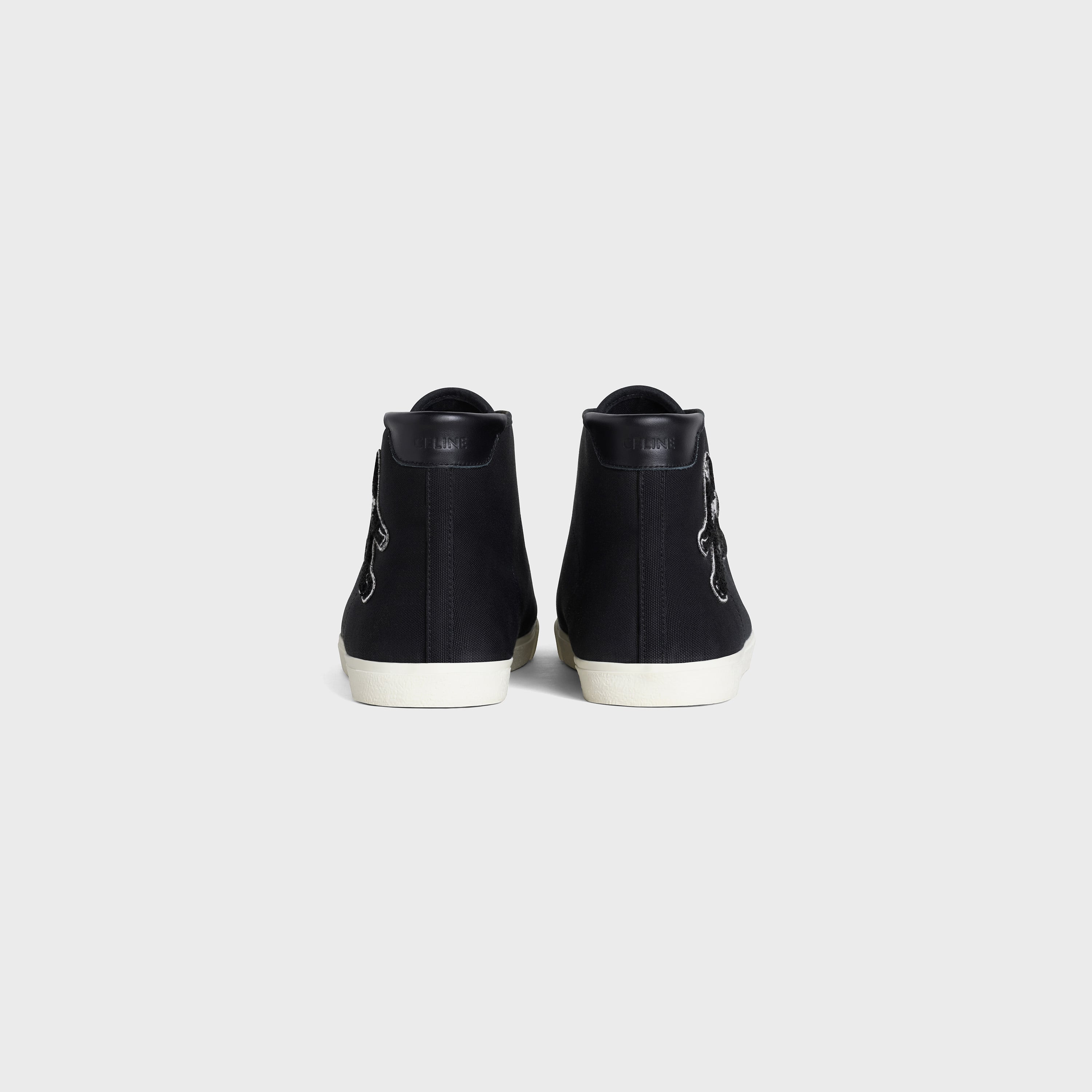 Celine Blank Mid Lace Up Sneaker in Canvas and Calfskin with André 