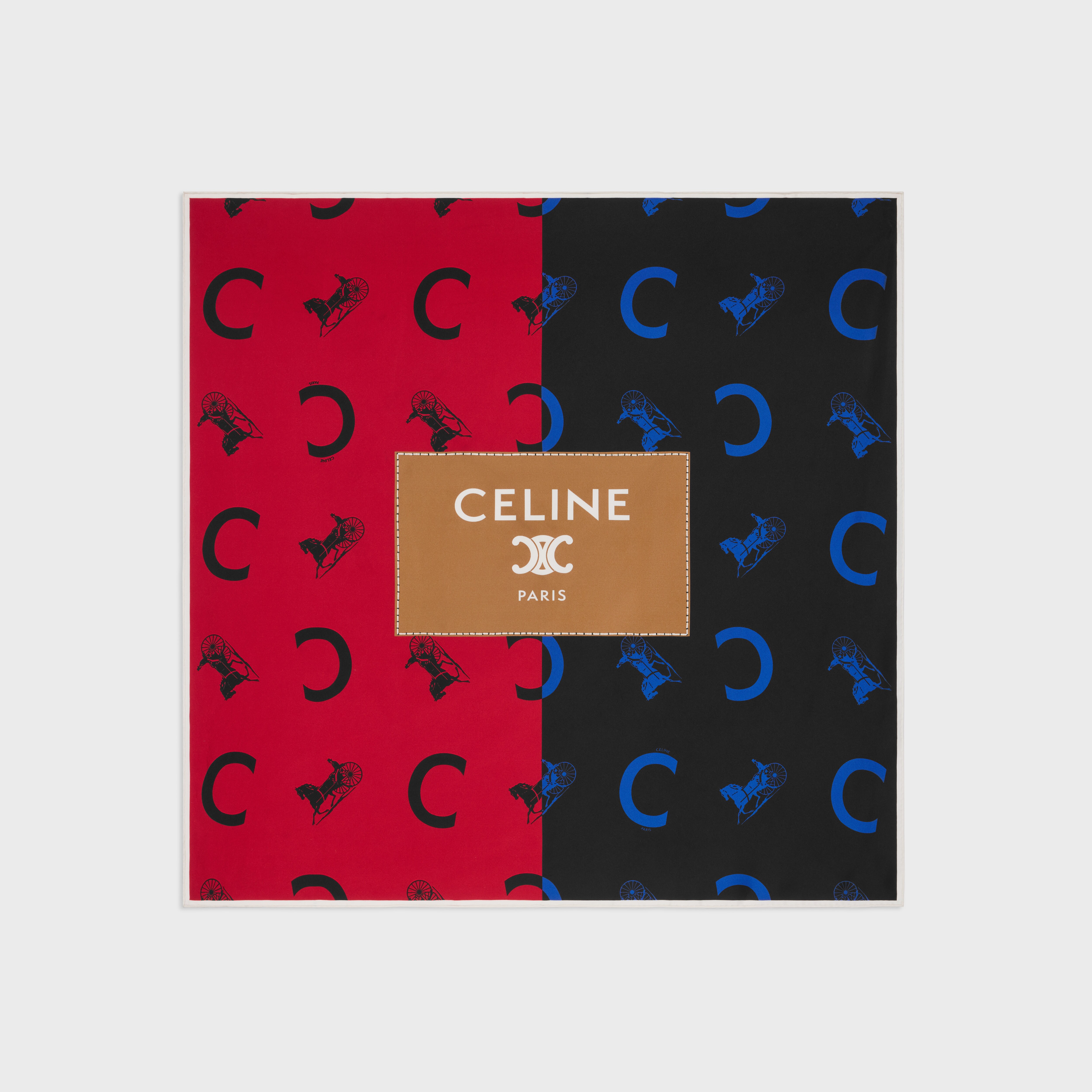square IN silk twill - RED/NAVY/CAMEL | CELINE