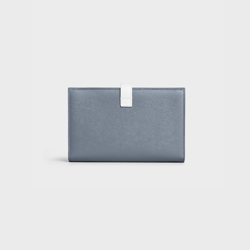 Bicolour Large strap wallet in grained calfskin | CELINE