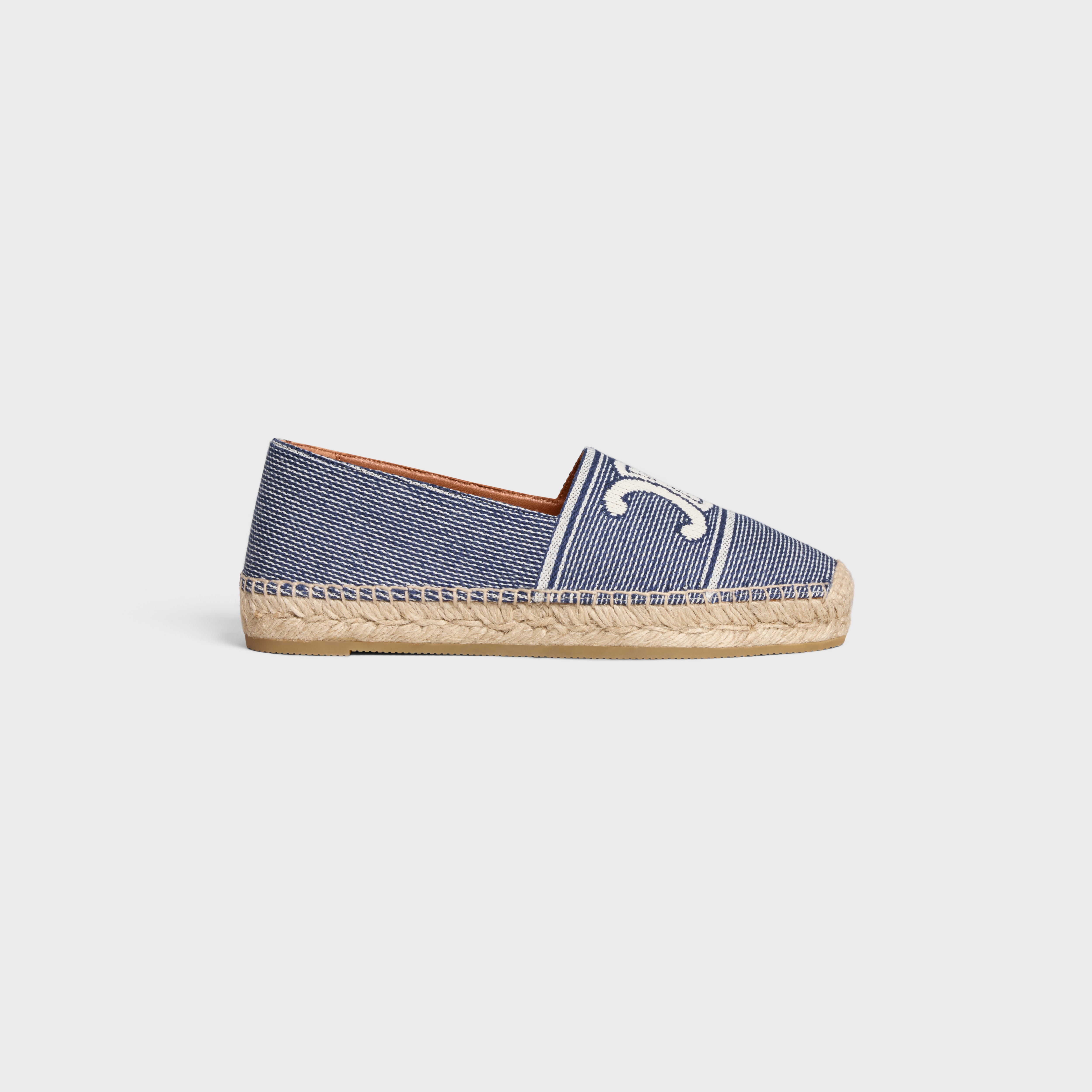 LES ESPADRILLES CELINE IN STRIPED TEXTILE WITH TRIOMPHE - BLUE