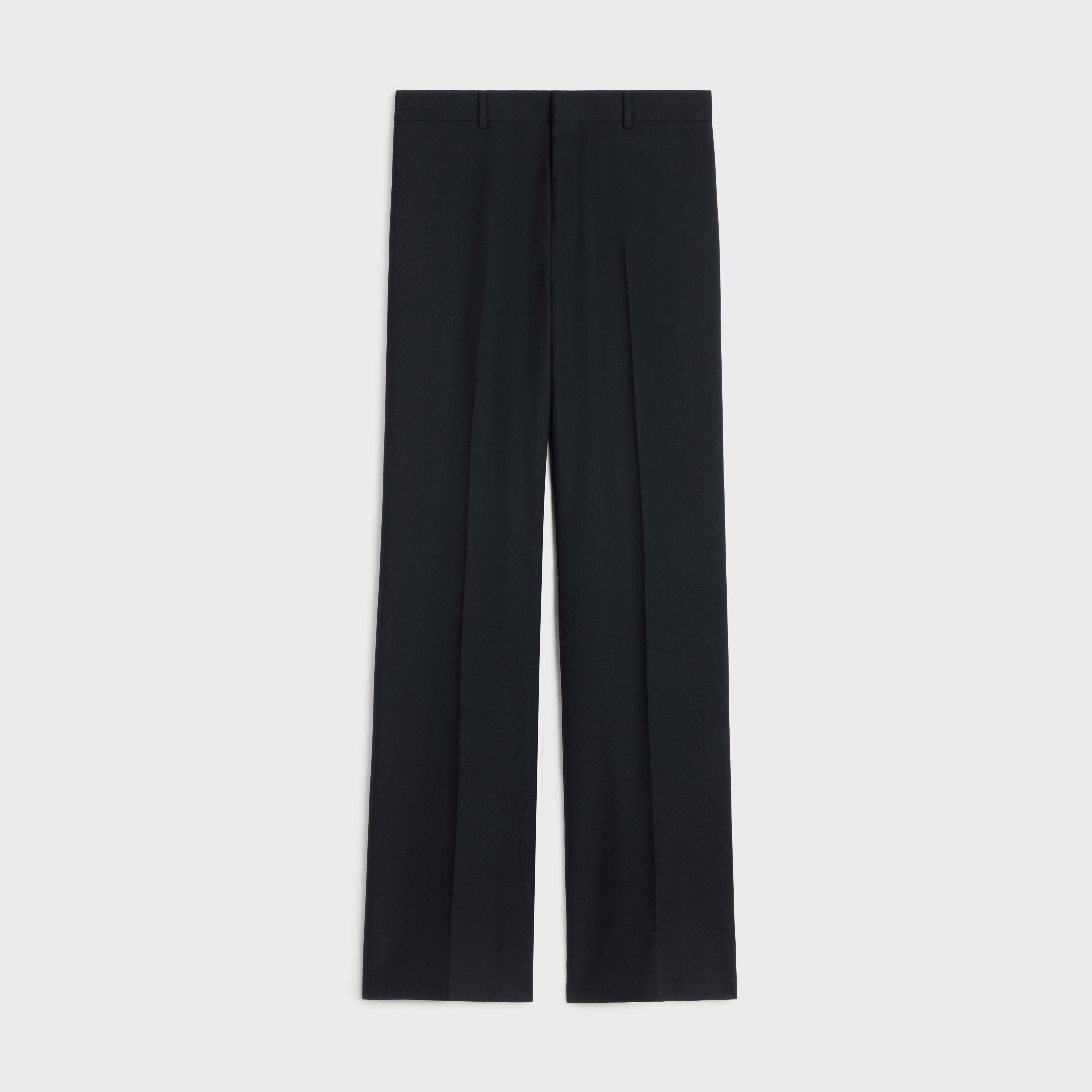 STRAIGHT PANTS IN WOOL GABARDINE - BLACK | CELINE