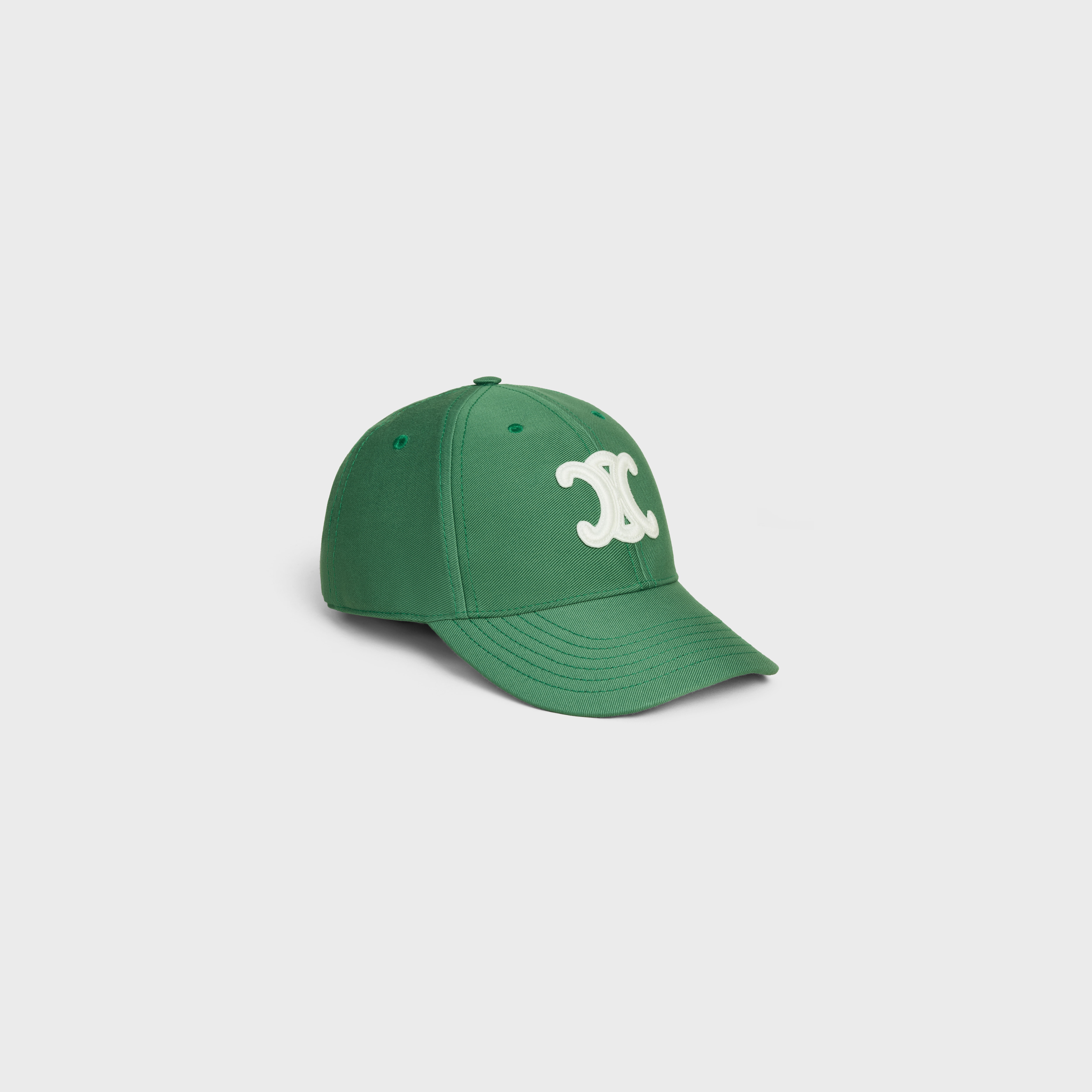 Celine Cap Hat Green White Gold Triomphe Mesh Cap Baseball Cap Cotton CELINE Triomphe Logo-Appliquéd Cotton Gabardine Baseball Cap  main image 4