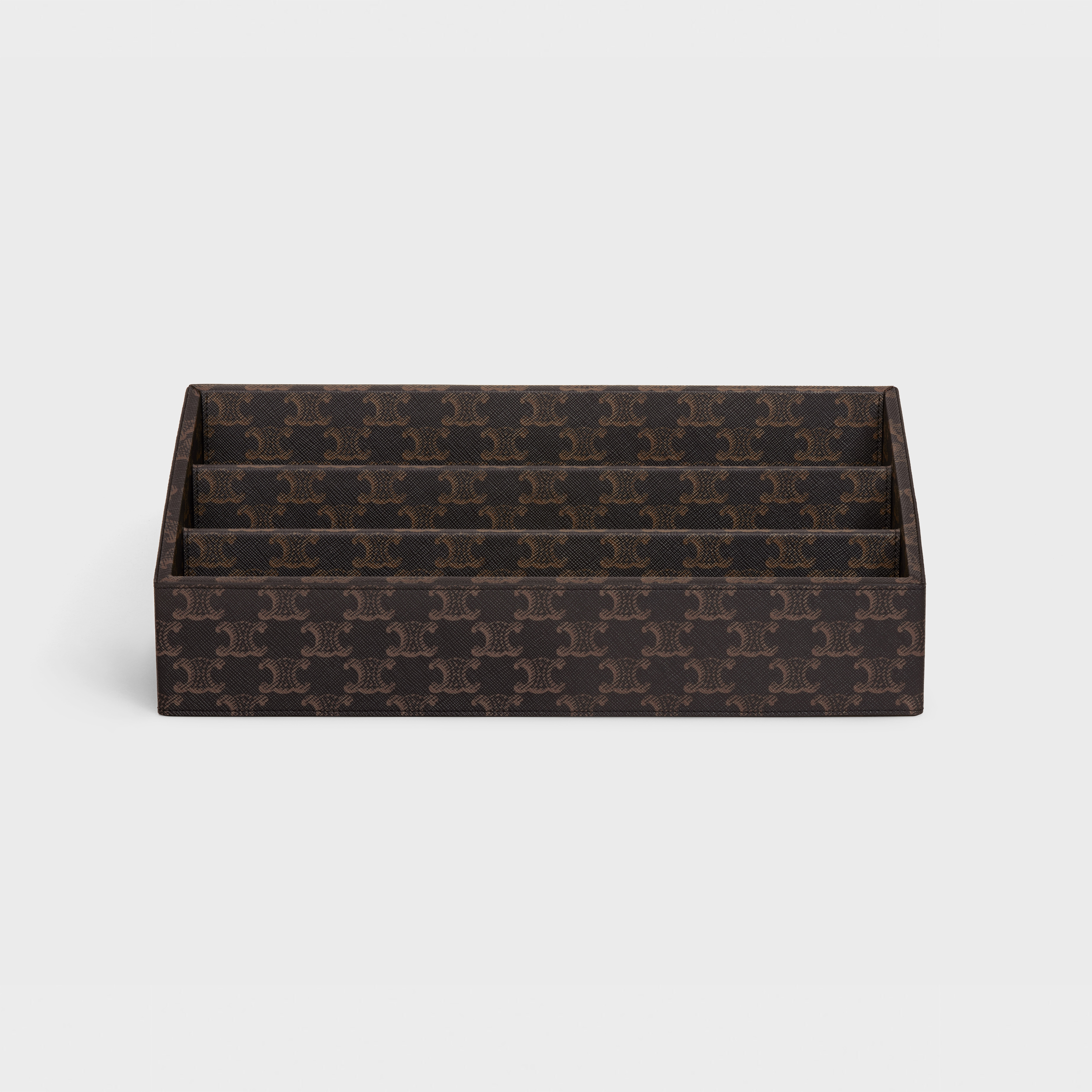 stationery organizer in triomphe canvas - BLACK / TAN | CELINE