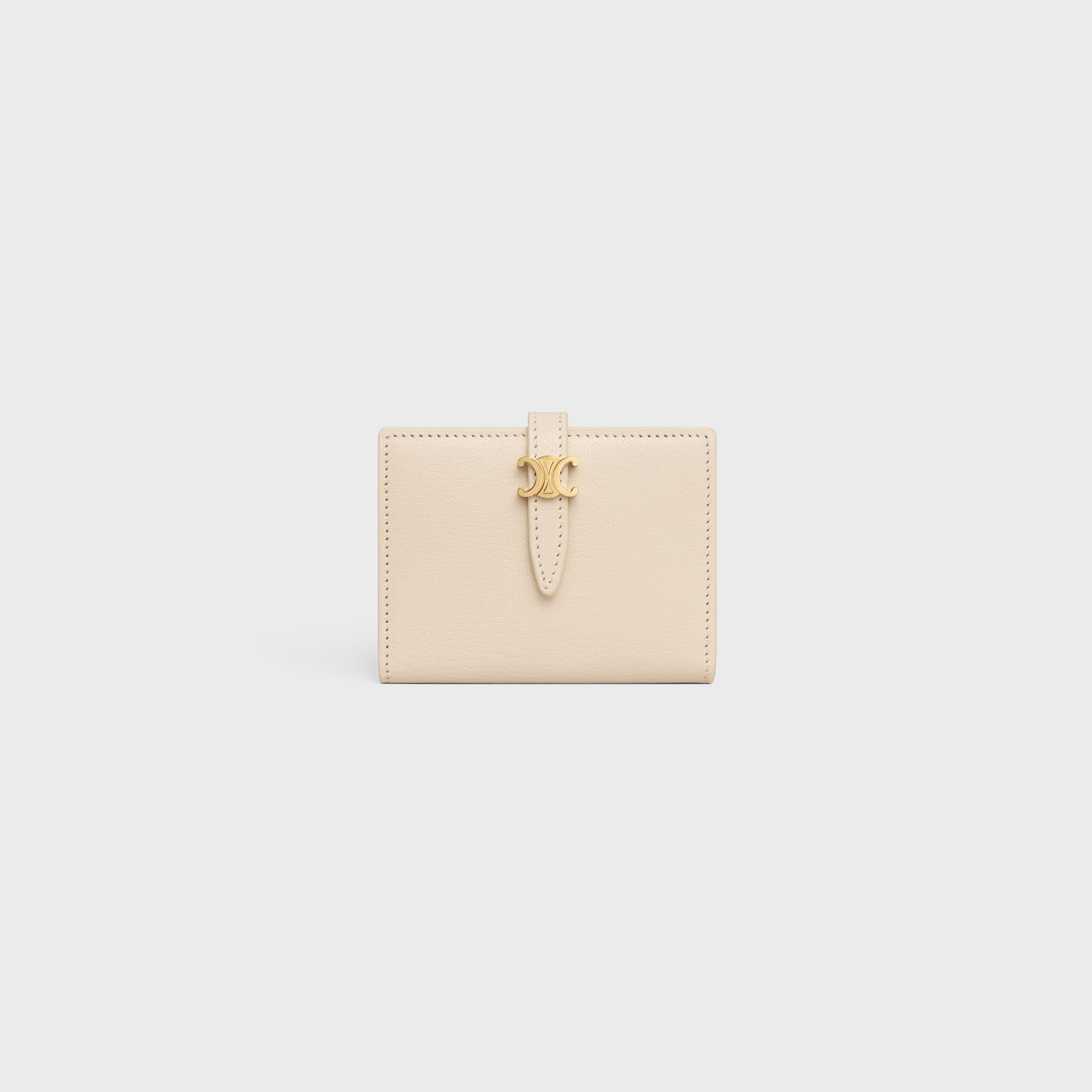 BI-FOLD CARD HOLDER TRIOMPHE PONTET IN GOATSKIN - CREAM | CELINE