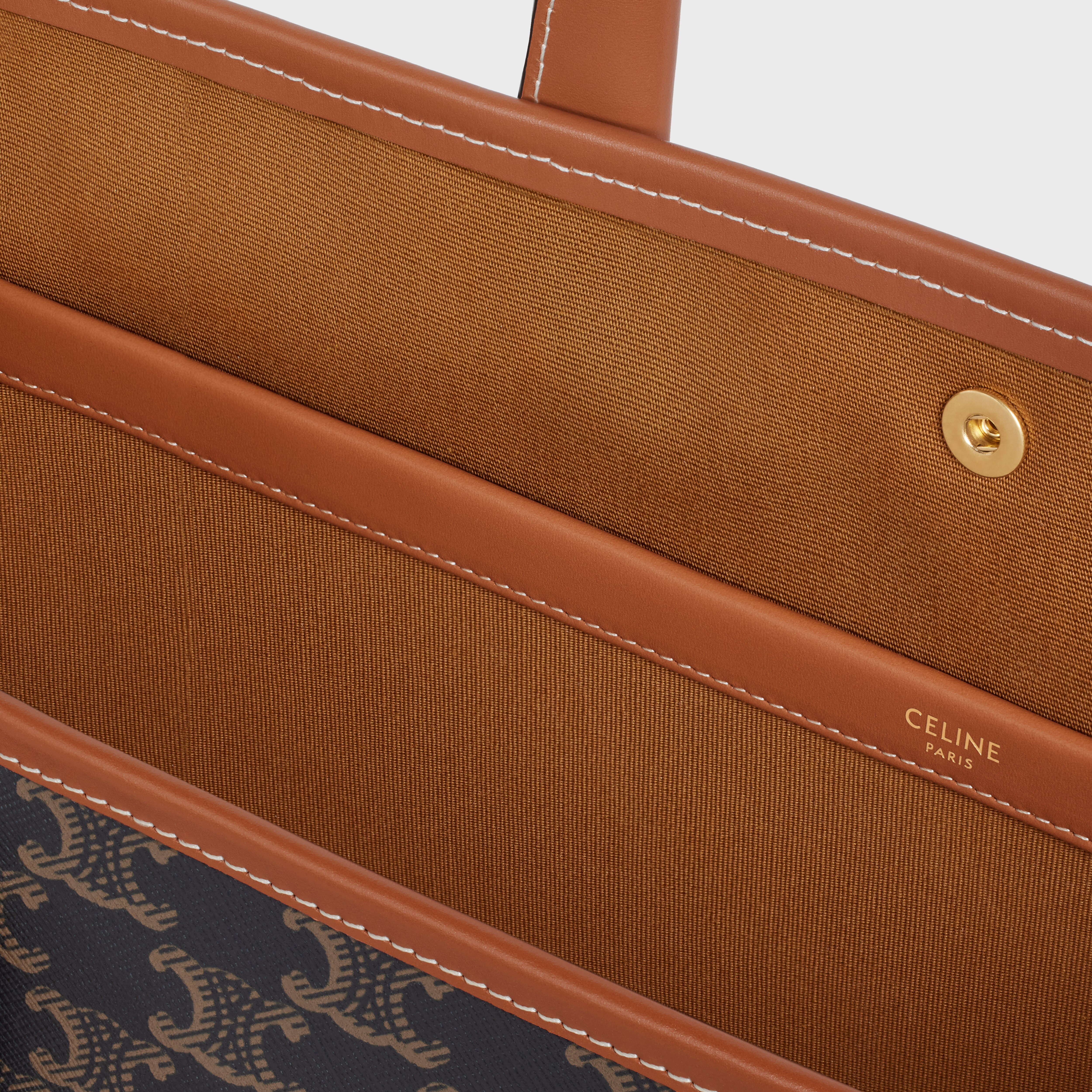 MINI HORIZONTAL CABAS IN TRIOMPHE CANVAS AND CALFSKIN - TAN