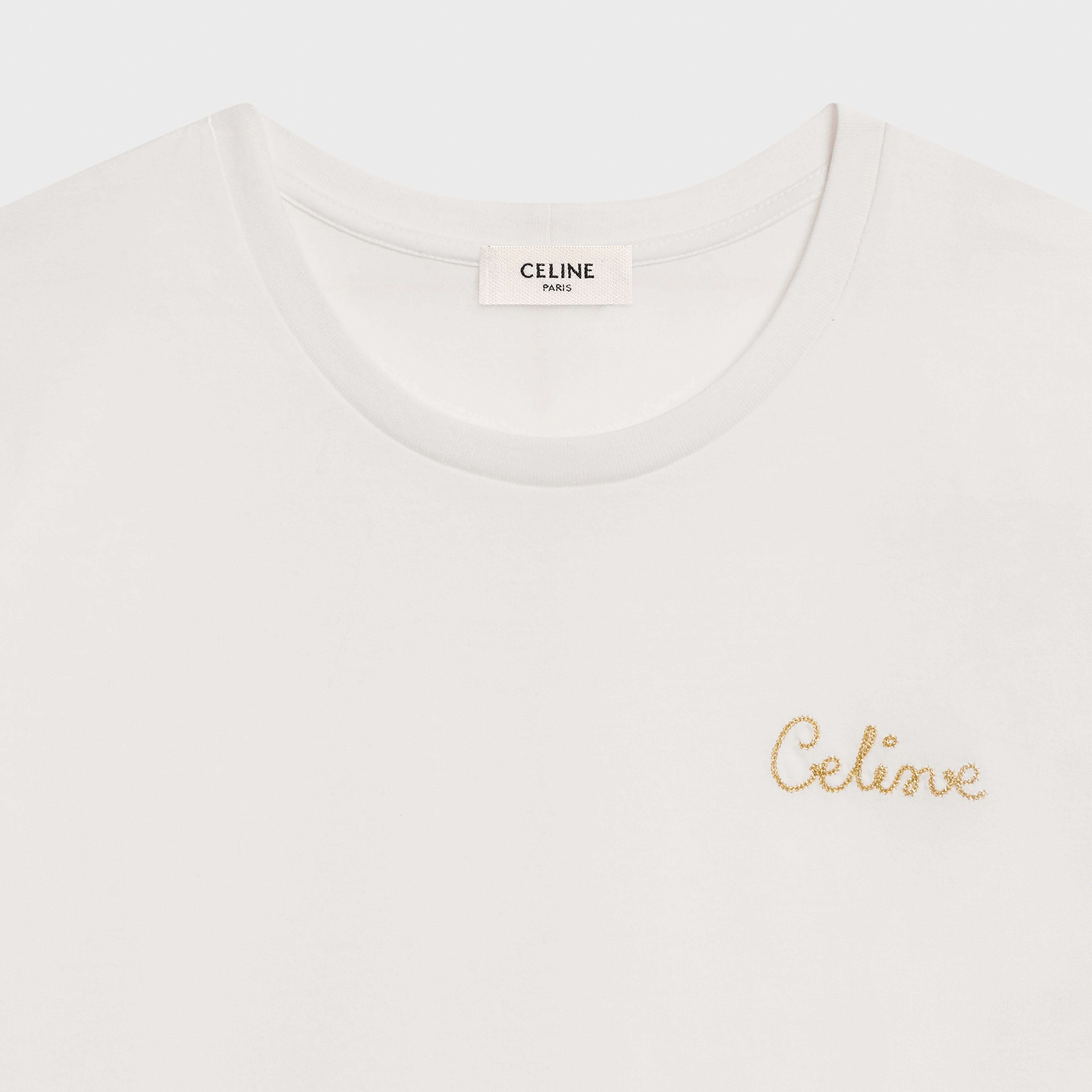 CELINE エンブロイダリー Tシャツ コットン オフホワイト