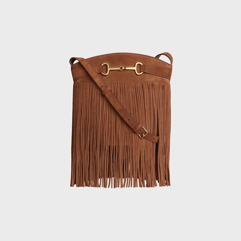 BOLSO CUBO PEQUEÑO CON FLECOS Crécy de ante de piel de becerro | CELINE