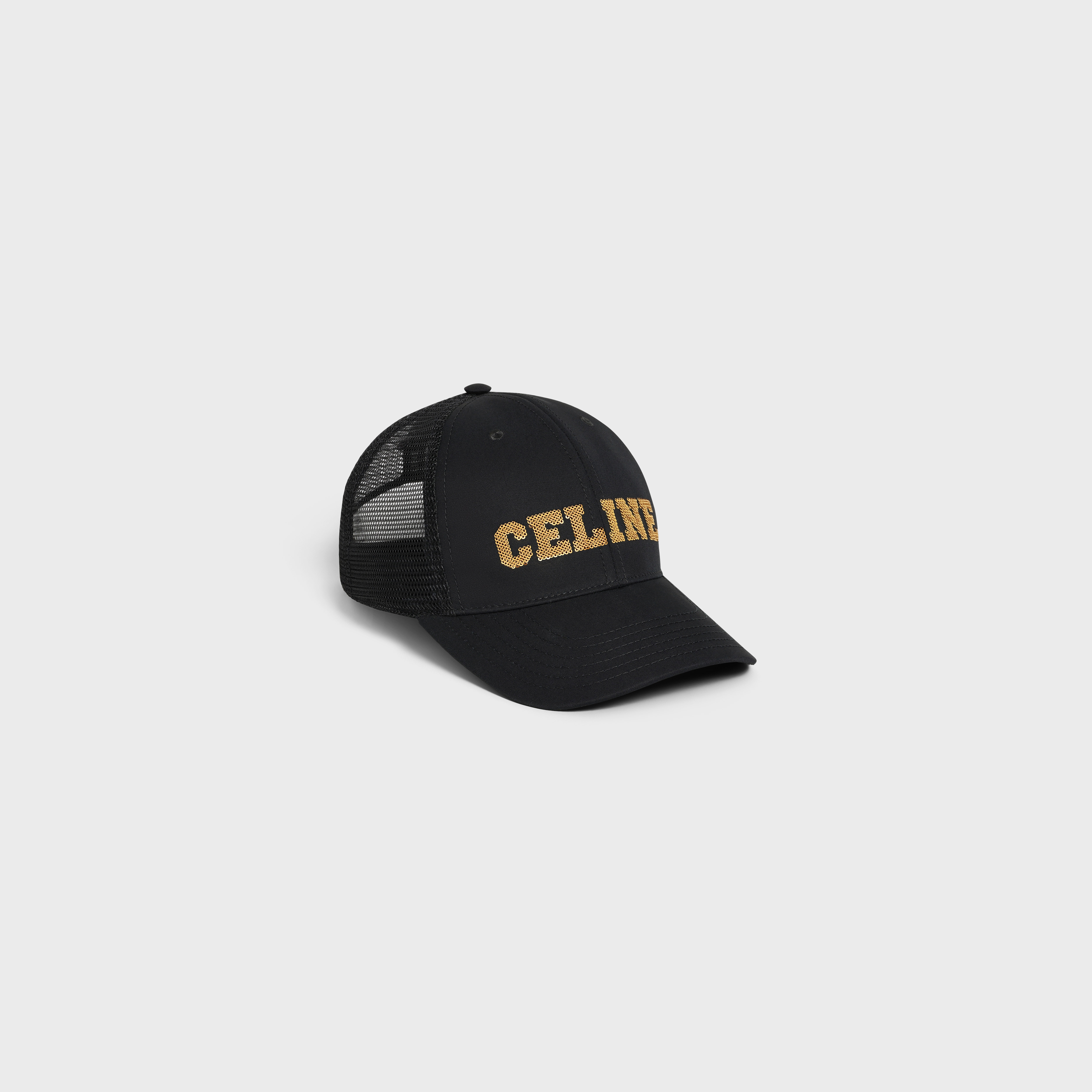Celine embroidered baseball cap in cotton Black CELINE