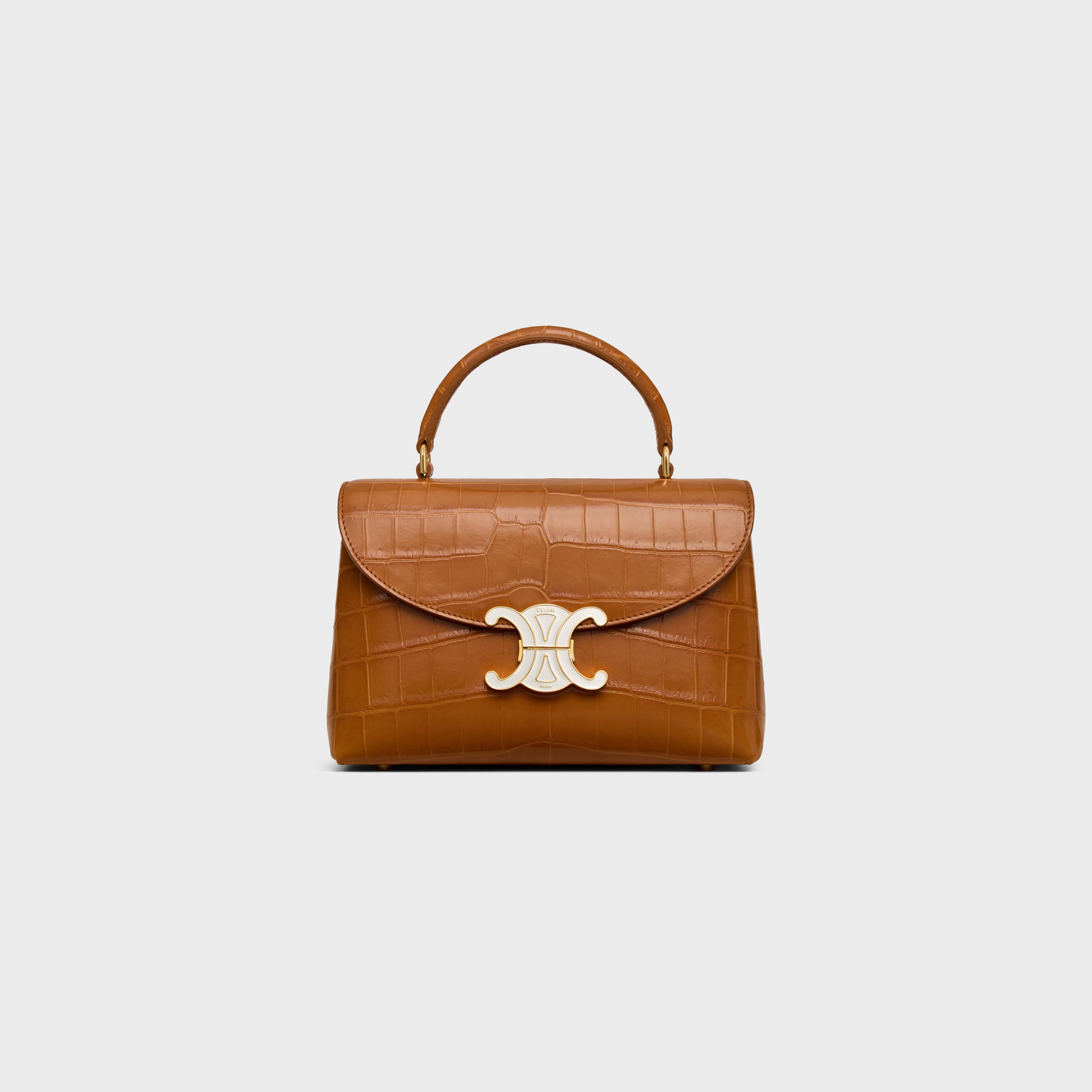 CELINE タン ブラウン クロコダイル ハンドバッグ