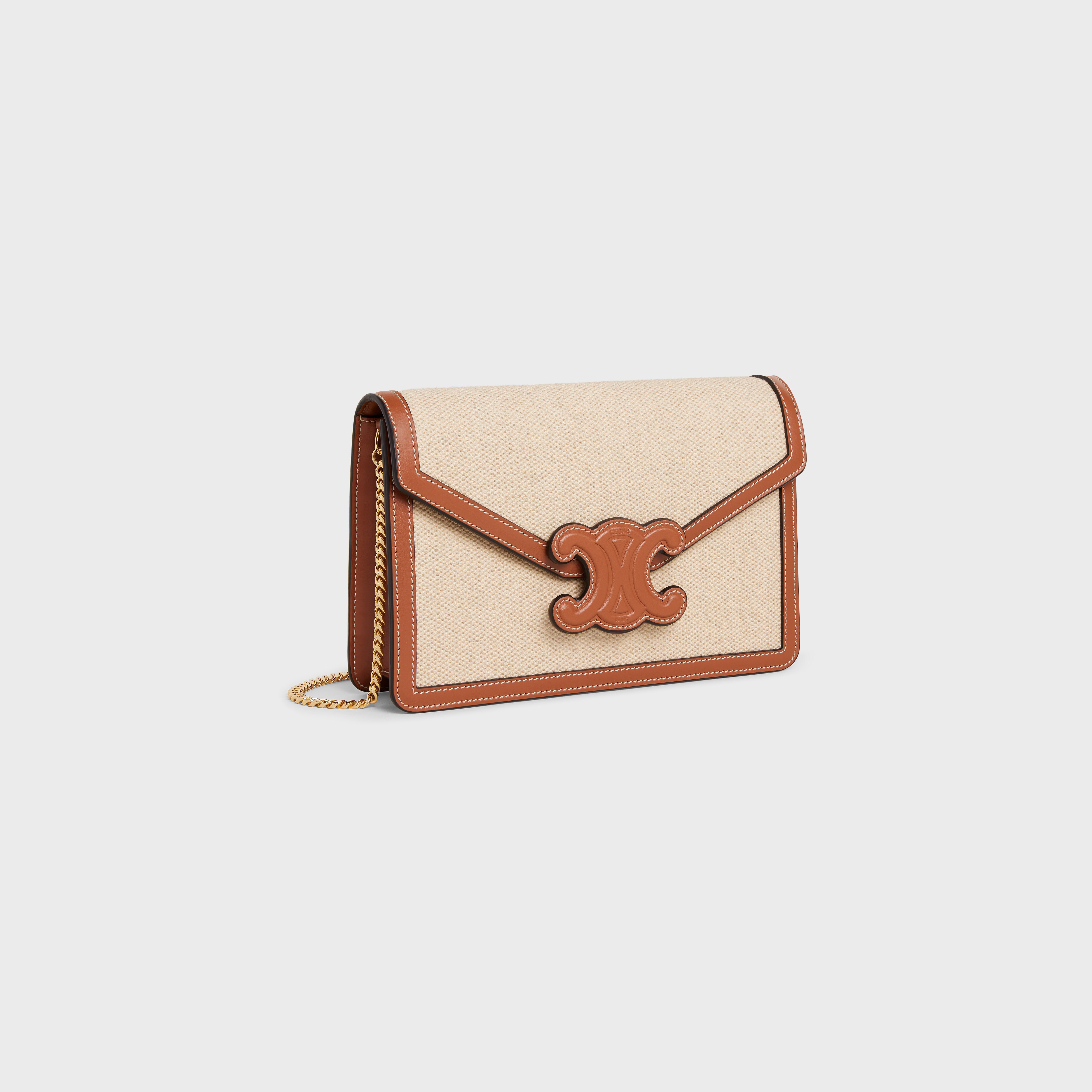 Shop CELINE Triomphe Canvas WALLET ON CHAIN TRIOMPHE CANVAS IN