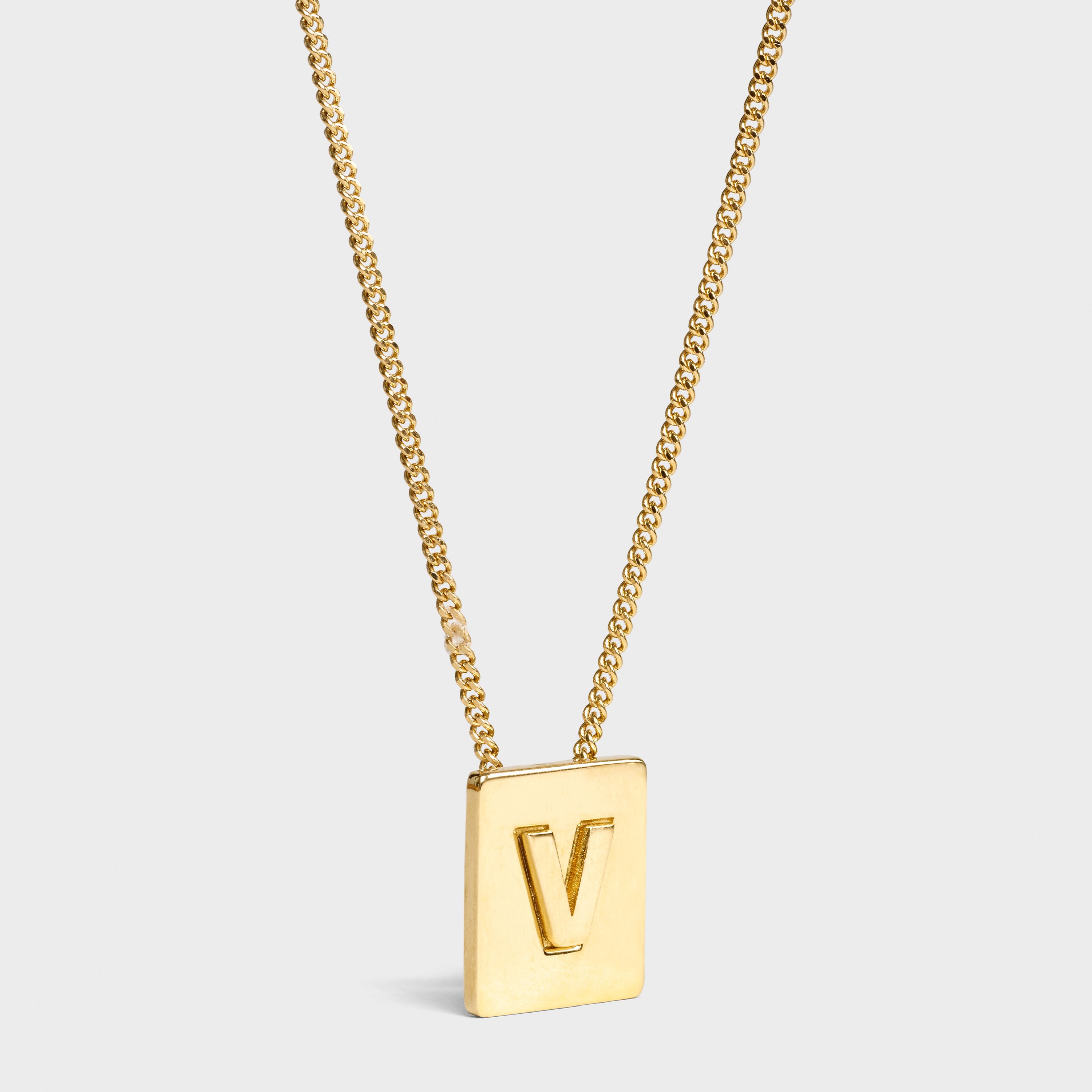 Alphabet V Necklace in Brass with Gold finish