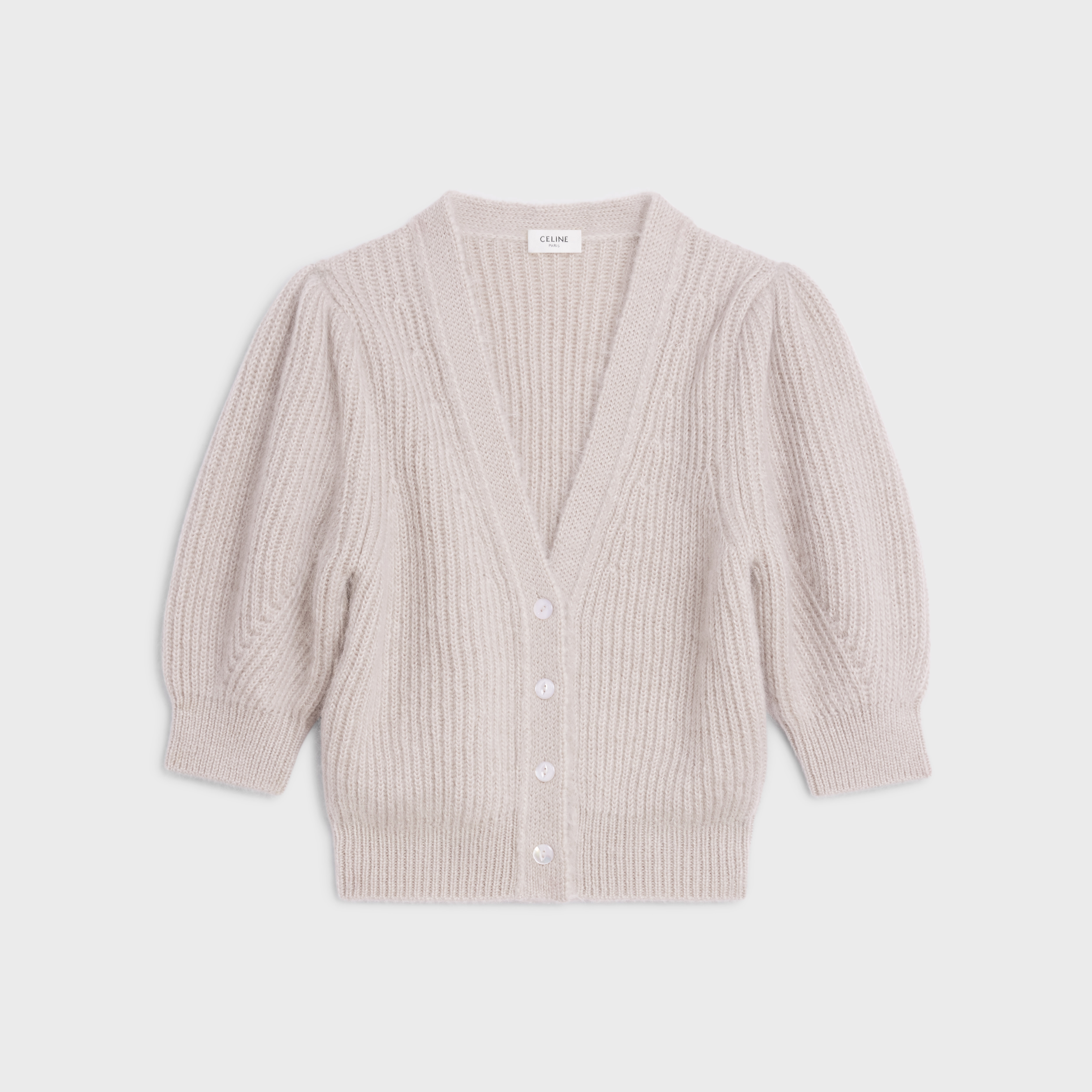 CROPPED RIBBED CARDIGAN IN SILK AND 