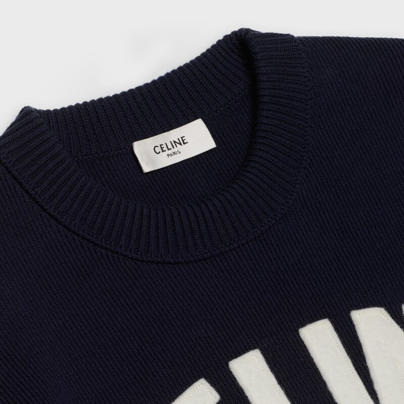 crew neck sweater in flocked cotton | CELINE