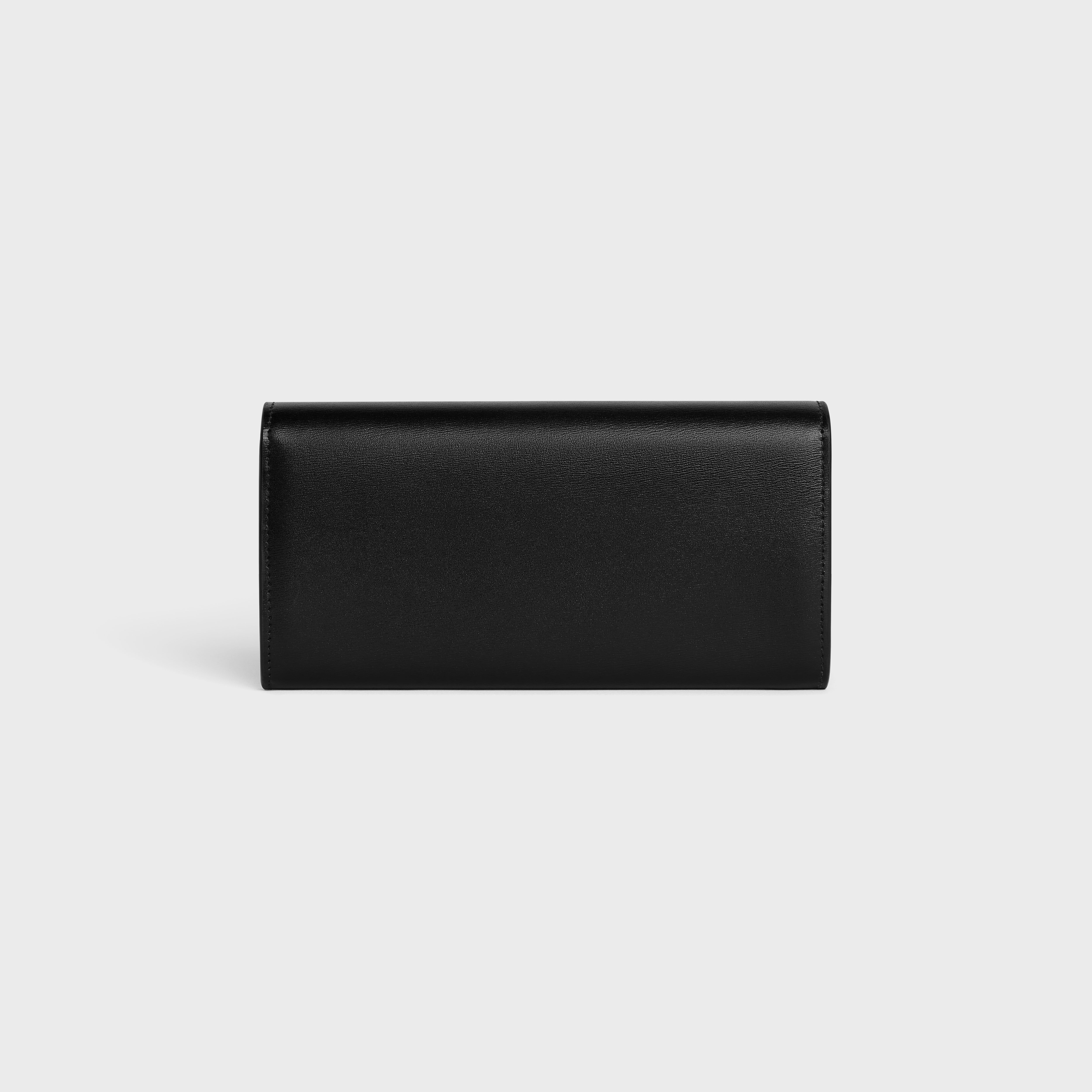 LARGE WALLET TRIOMPHE IN SHINY CALFSKIN - BLACK