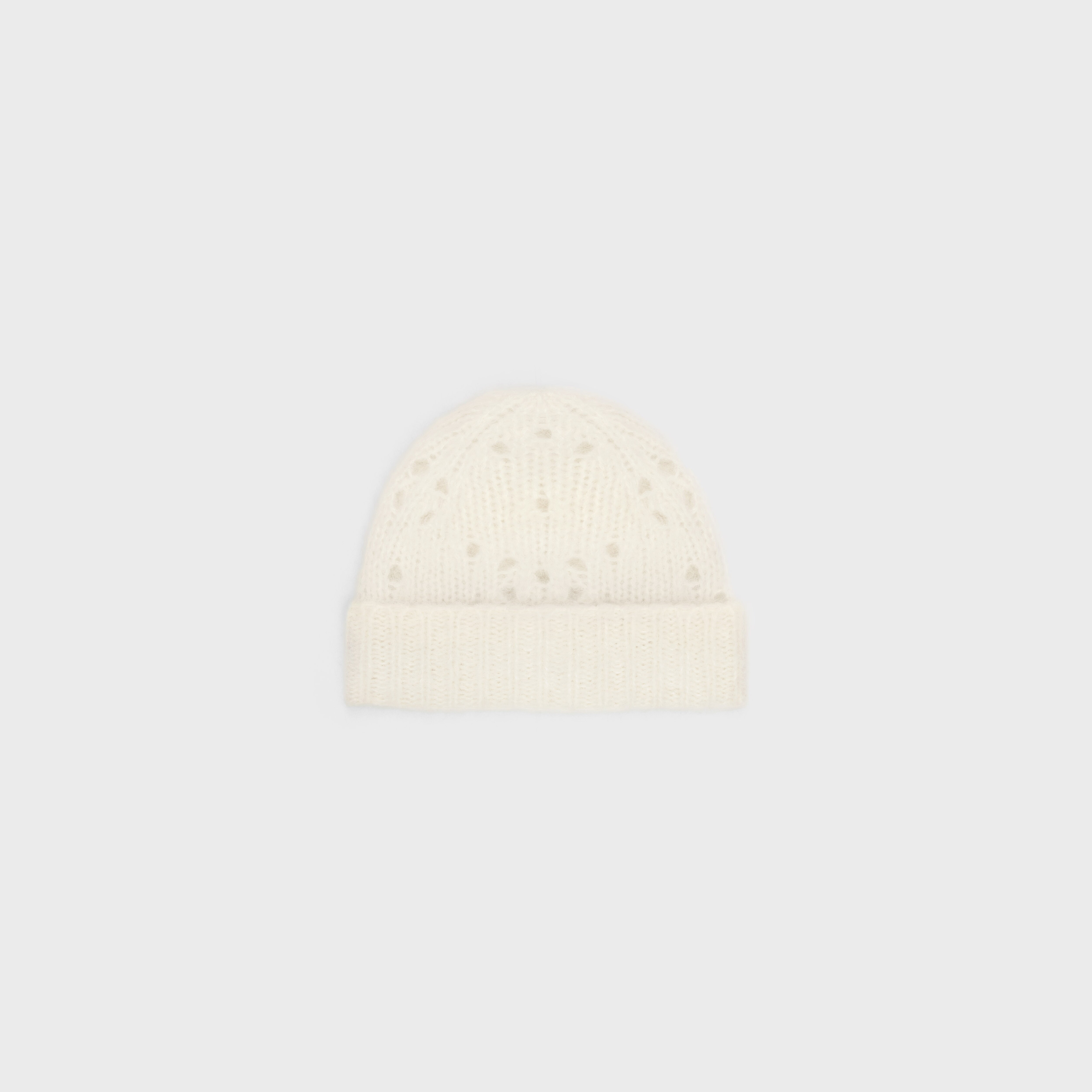 GORRO DE POINTELLE DE LANA DE ALPACA FAIR ISLE - BLANCO CRUDO | CELINE