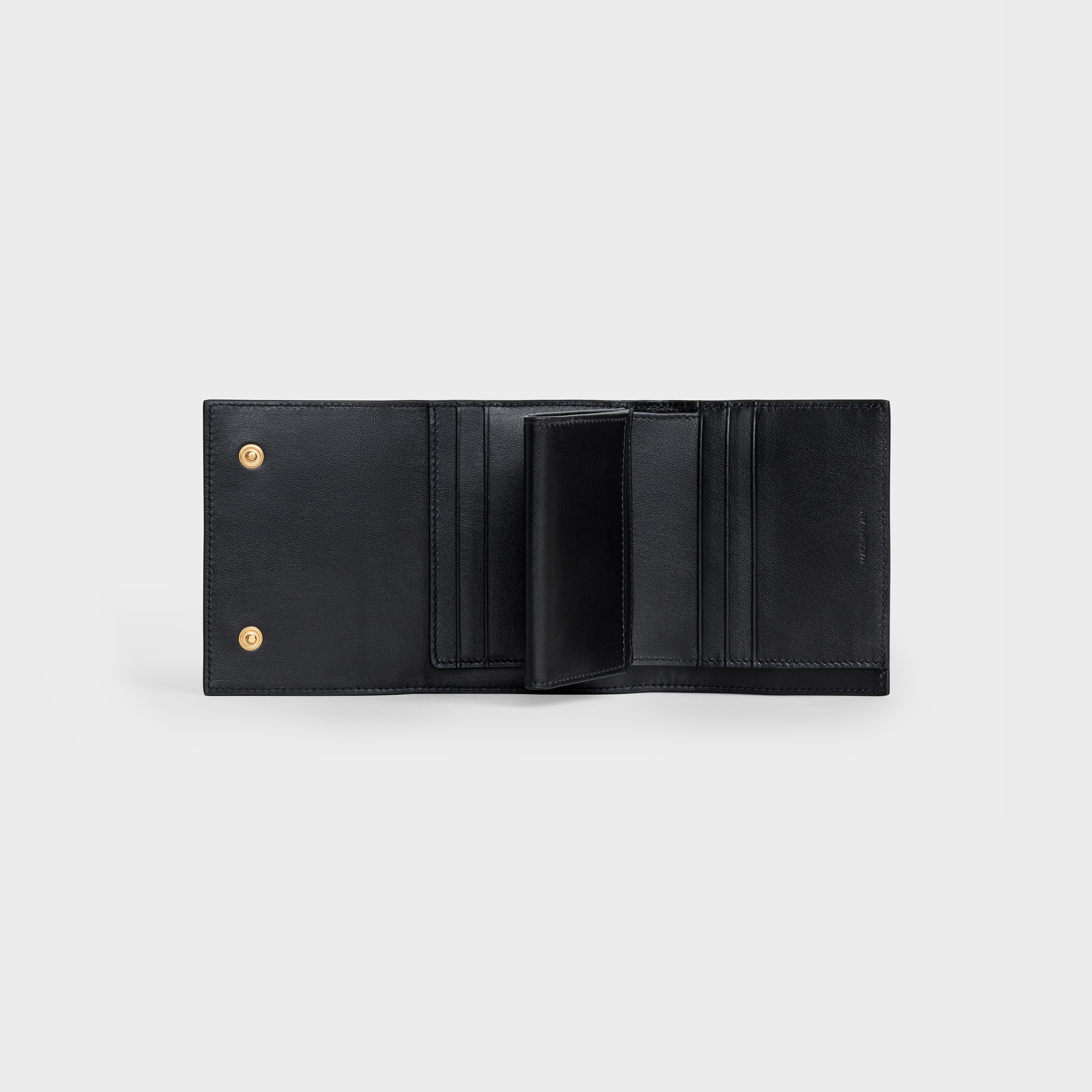 Small trifold wallet in Grained Calfskin with Leopard Print
