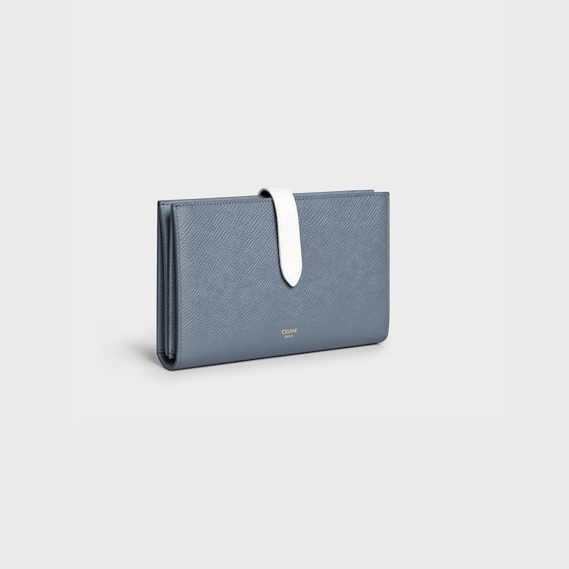 Bicolour Large strap wallet in grained calfskin | CELINE