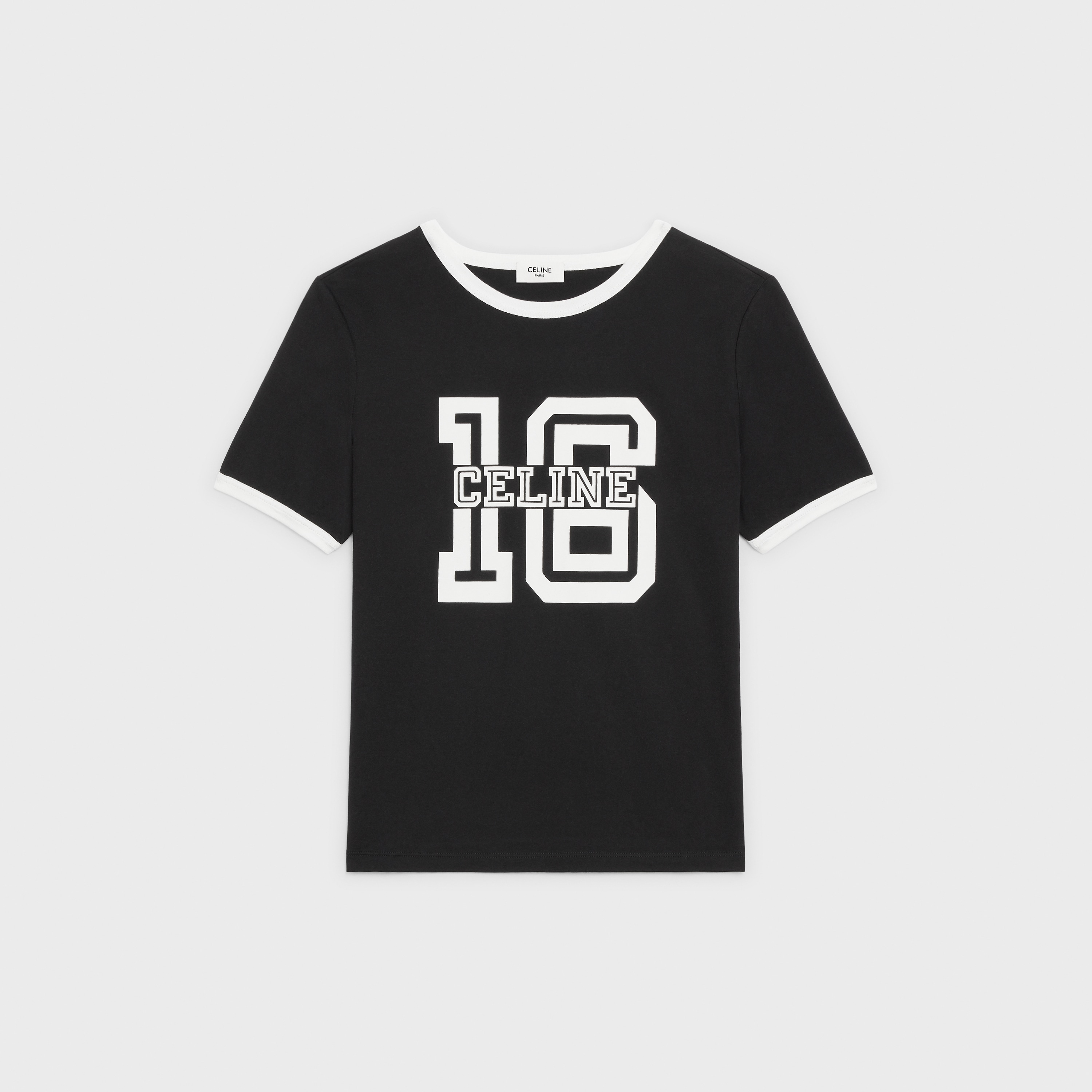 CELINE 16 T-SHIRT IN COTTON JERSEY - BLACK / WHITE | CELINE