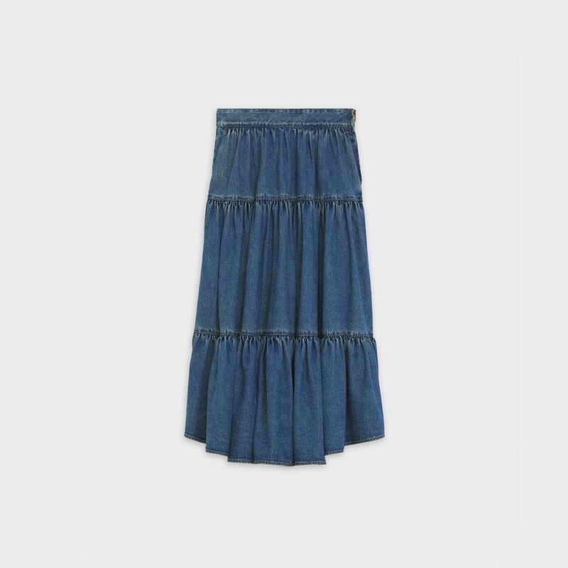 midi prairie skirt in lightweight denim | CELINE