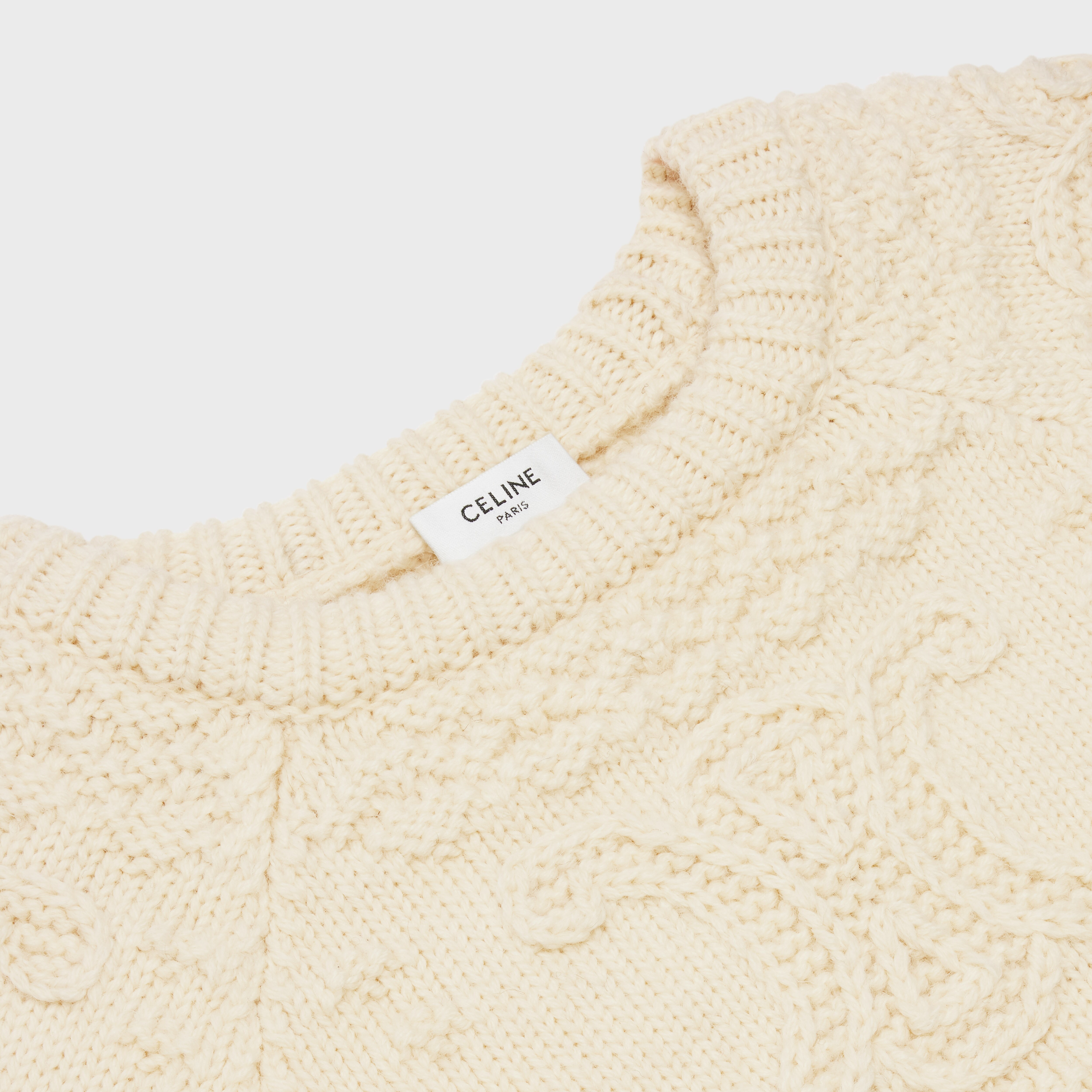 TRIOMPHE CREW NECK SWEATER IN WOOL - OFF WHITE | CELINE
