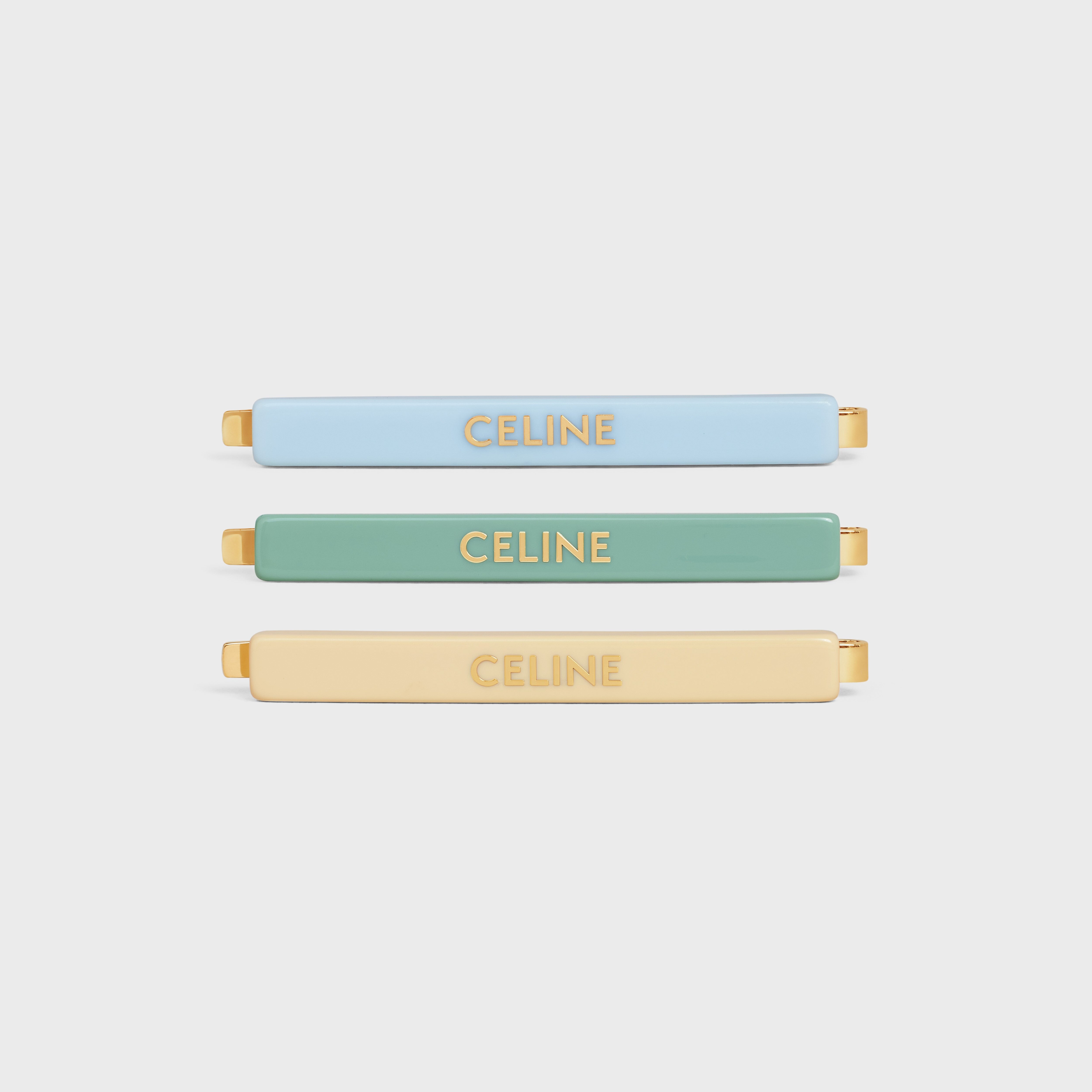 Celine Monochroms Hair Slides in Mint, Vanilla and Light Blue Acetate