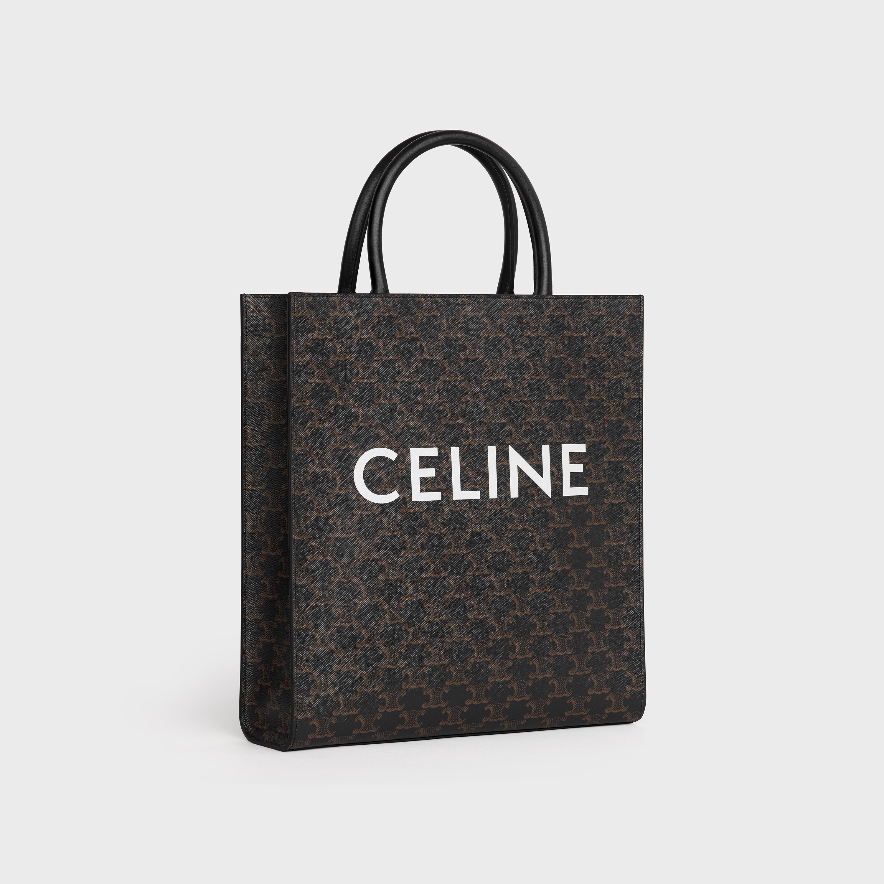 Celine Cream/Black Leather and Vinyl Vertical Cabas Tote Celine