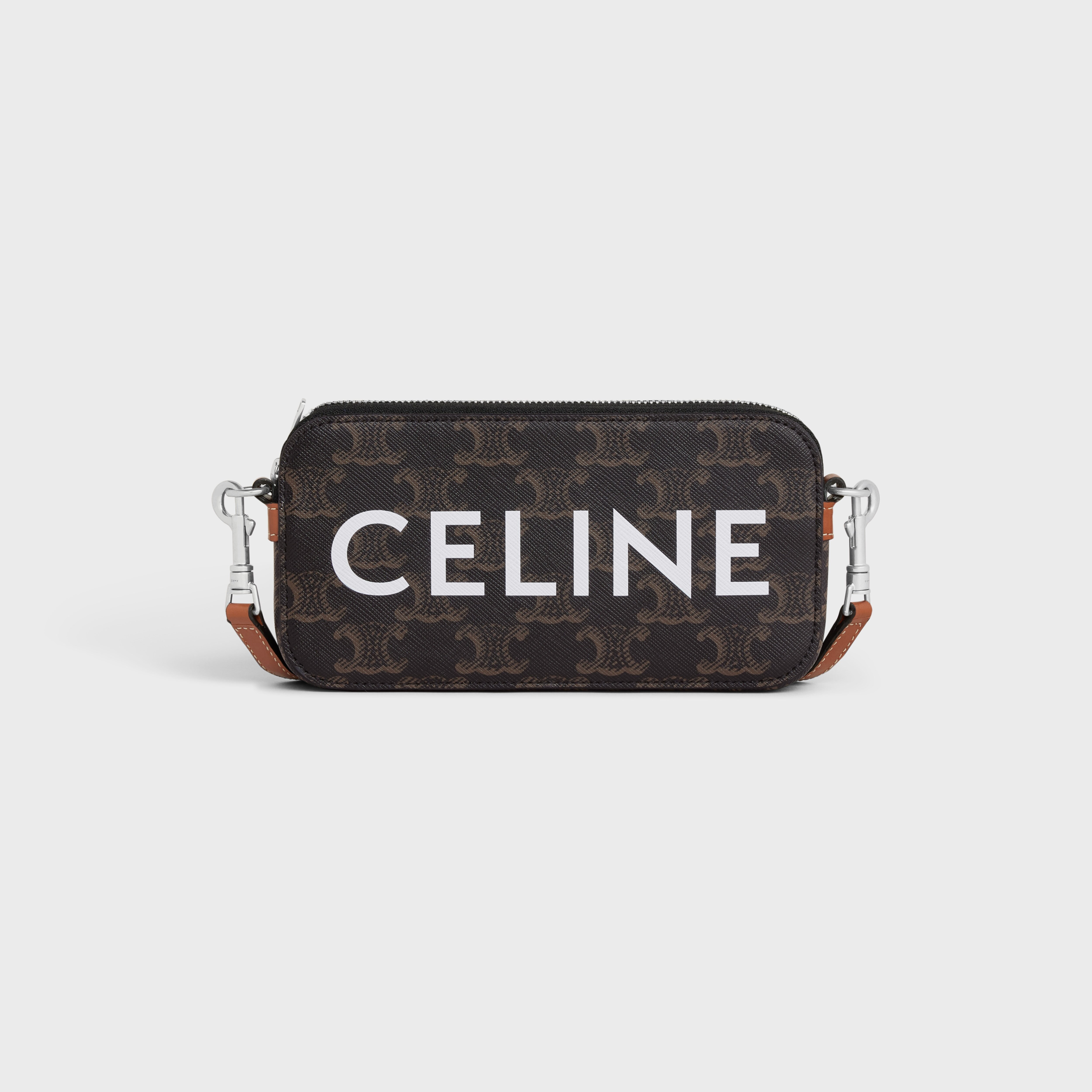 HORIZONTAL POUCH IN TRIOMPHE CANVAS WITH CELINE PRINT - TAN