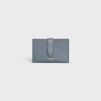 Tarjetero estilo acordeón de piel de becerro con textura granulada - Gris Medio - 390 RUE SAINT-HONORE - 1 | CELINE