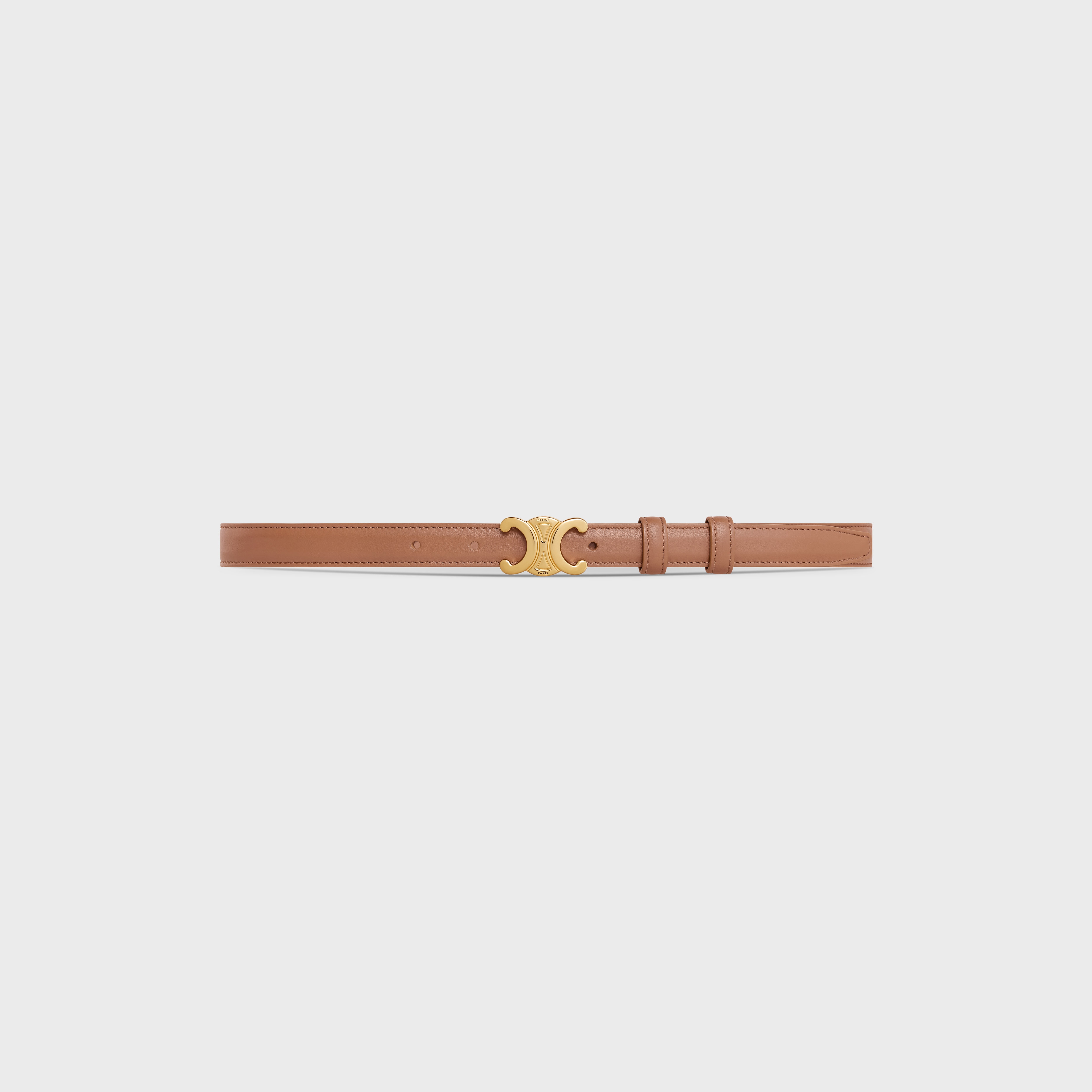 MEDIUM TRIOMPHE BELT 25MM BRONZE BROWN LEATHER SILVER HARDWARE