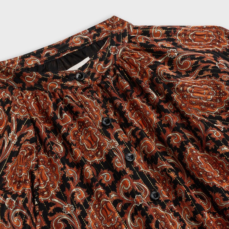 vestido folk de lamé de seda estampado - null | CELINE