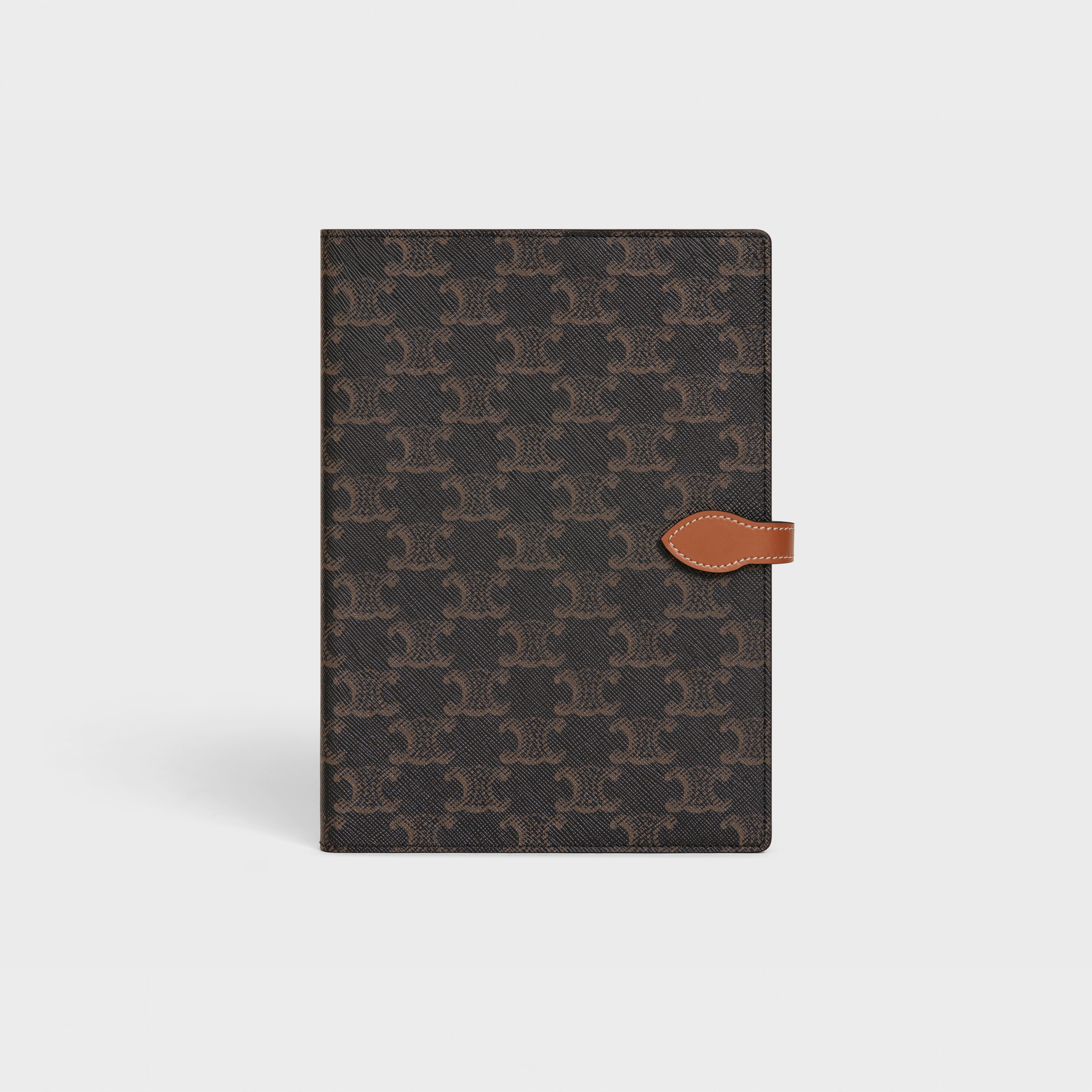 COUVERTURE CARNET MOYEN MODELE TOILE TRIOMPHE ET VEAU - TAN | CELINE