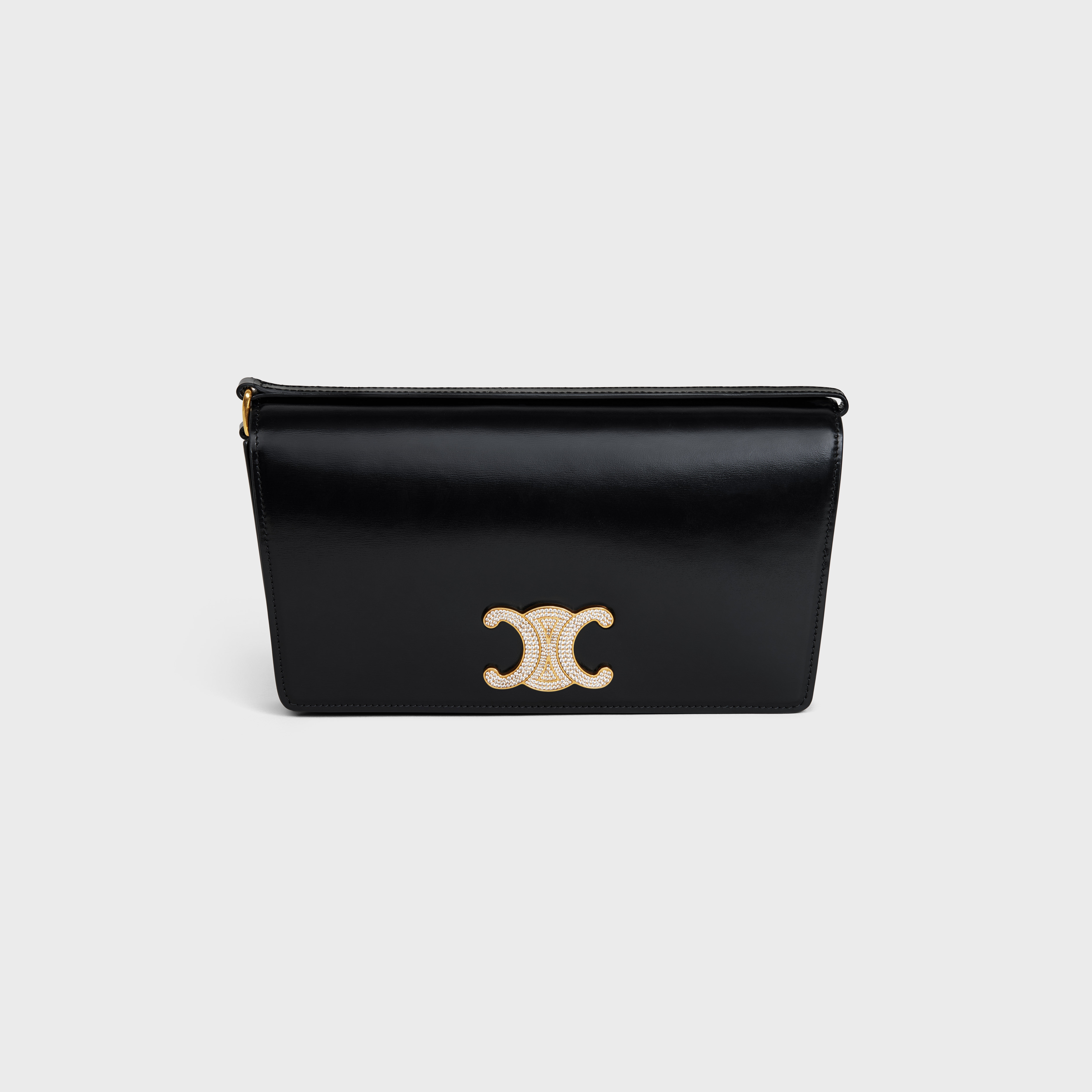 trapeze triomphe bag in shiny calfskin black