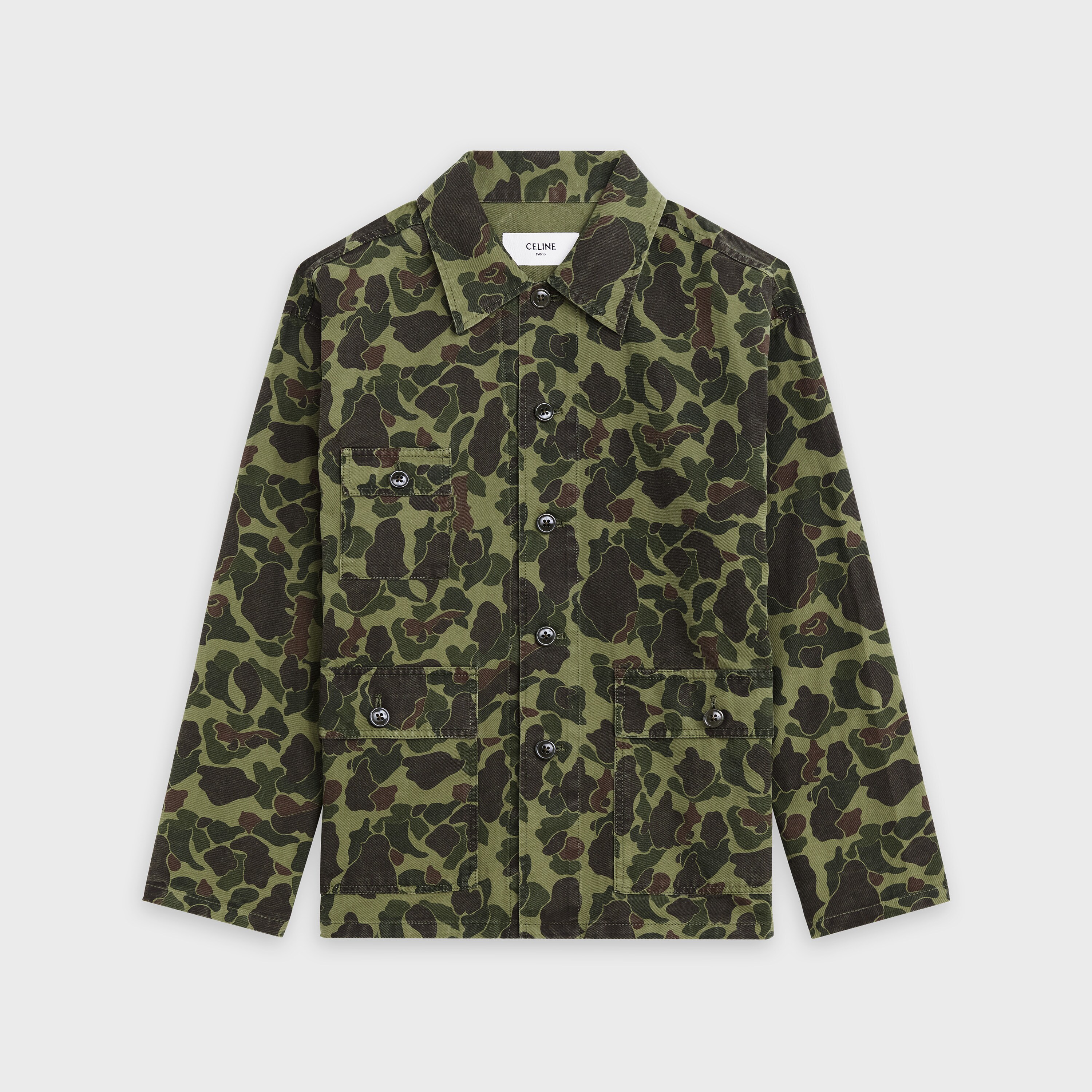 military overshirt in printed cotton and ramie - null | CELINE