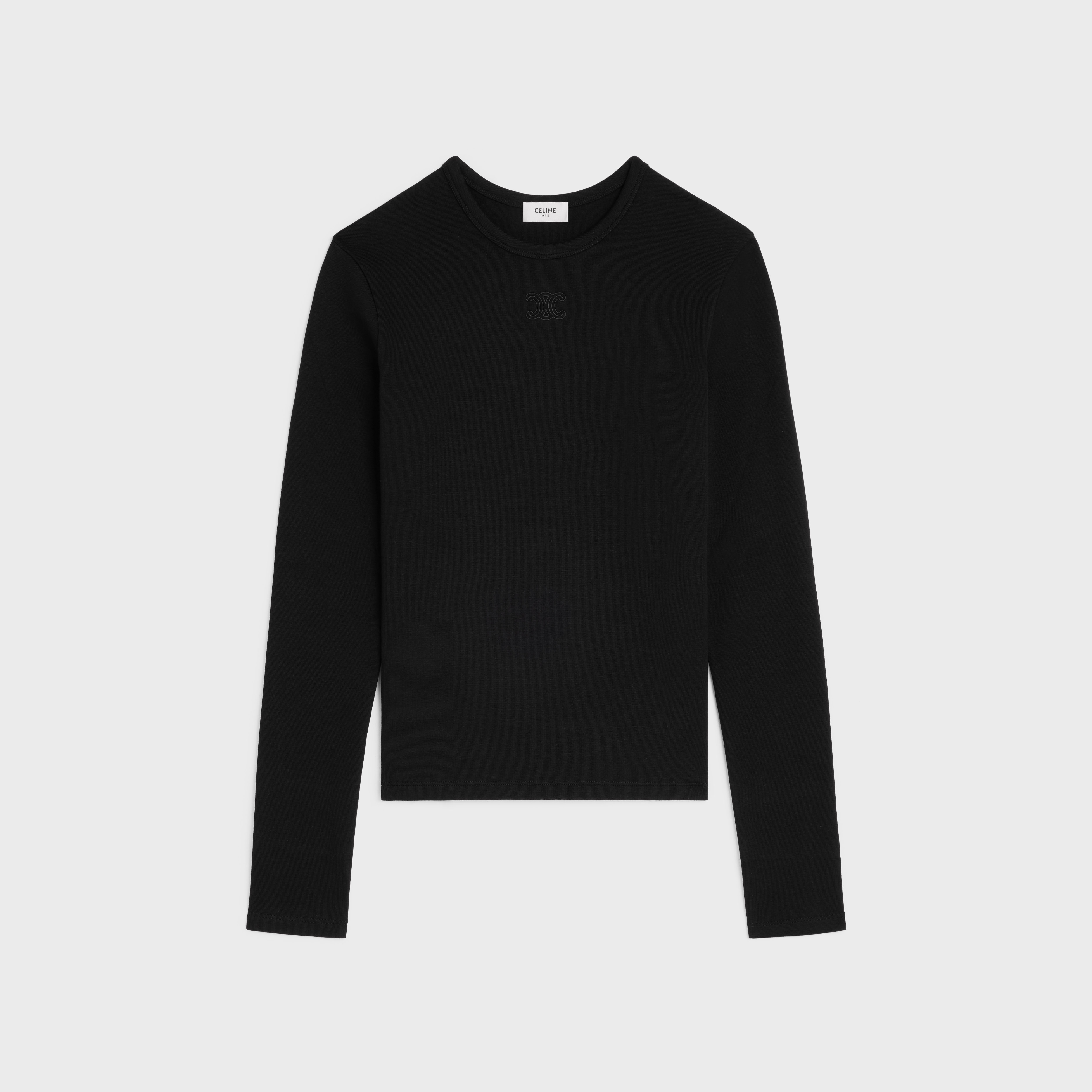 triomphe t-shirt IN ribbed cotton jersey - BLACK | CELINE