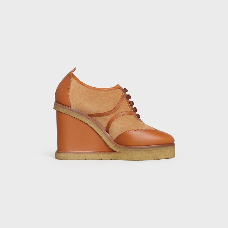 Manon Wedge Lace Up in Calfskin and Suede Calfskin | CELINE