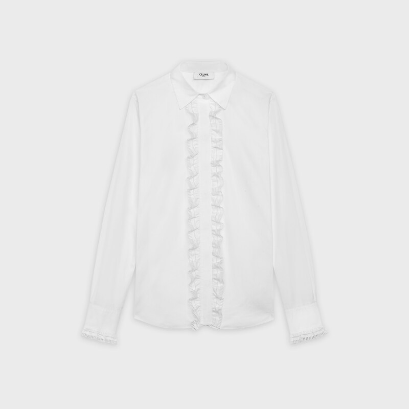 embroidered blouse in cotton poplin - null | CELINE