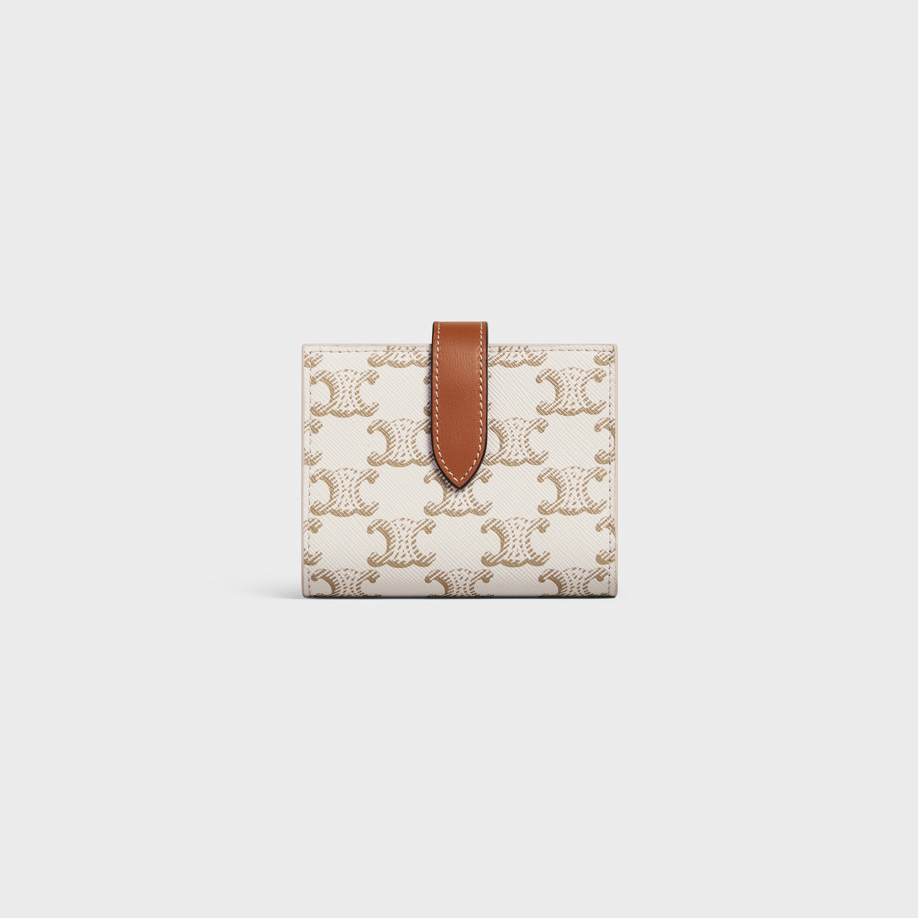 SMALL STRAP WALLET ESSENTIALS IN TRIOMPHE CANVAS AND LAMBSKIN - WHITE/TAN